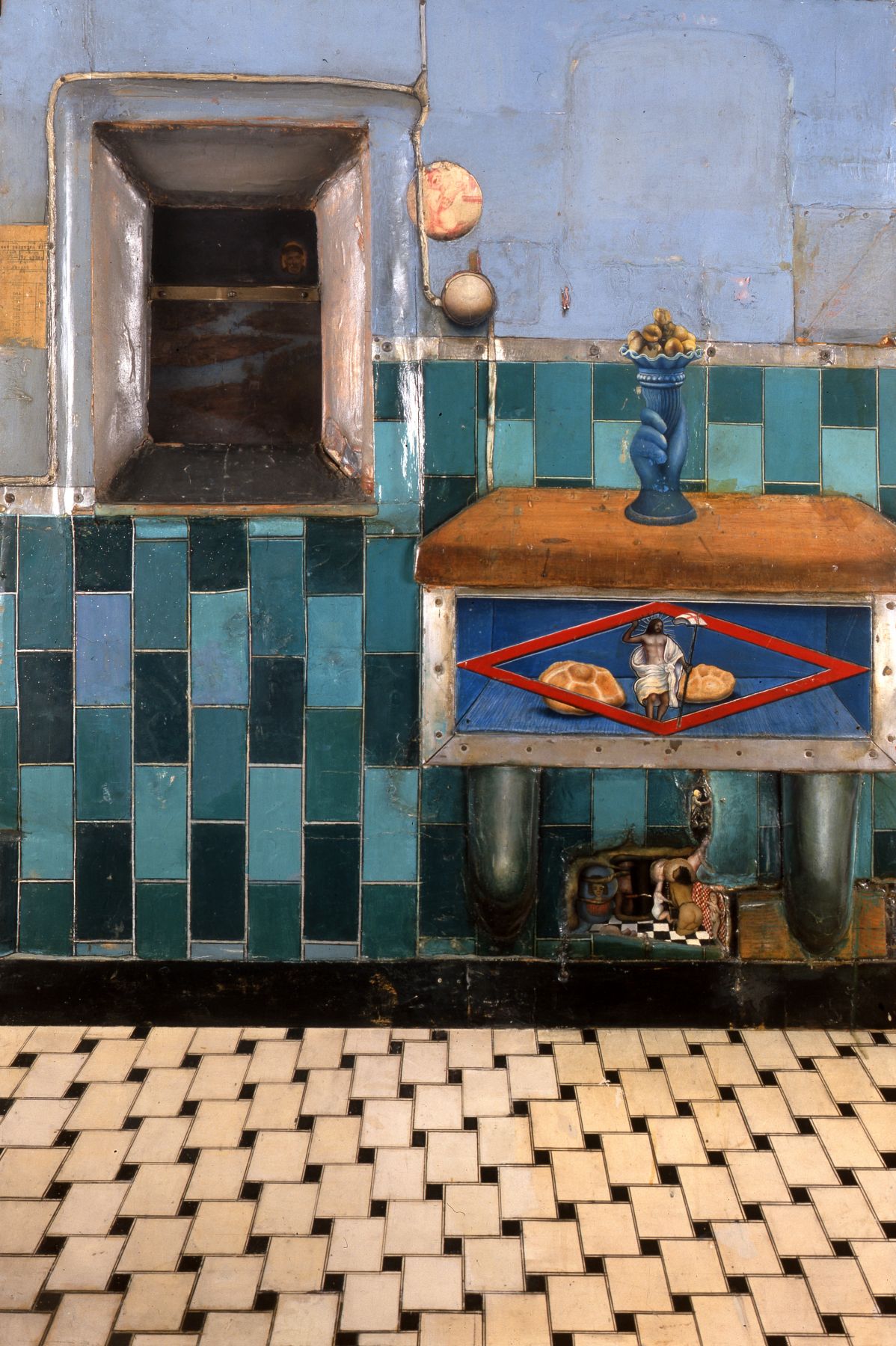 Gregory Gillespie, Bread Shrine (SOLD), 1969, mixed media on panel, 47 x 31 inches