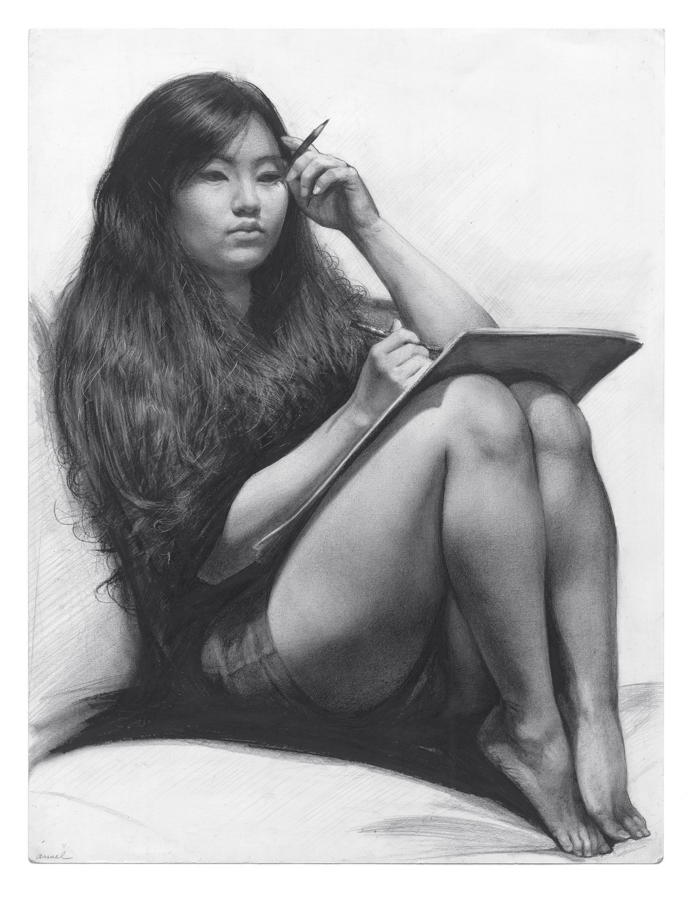 Steven Assael, Suyeon Lee, 2013, graphite and crayon on paper, 14 x 10 3/4 inches