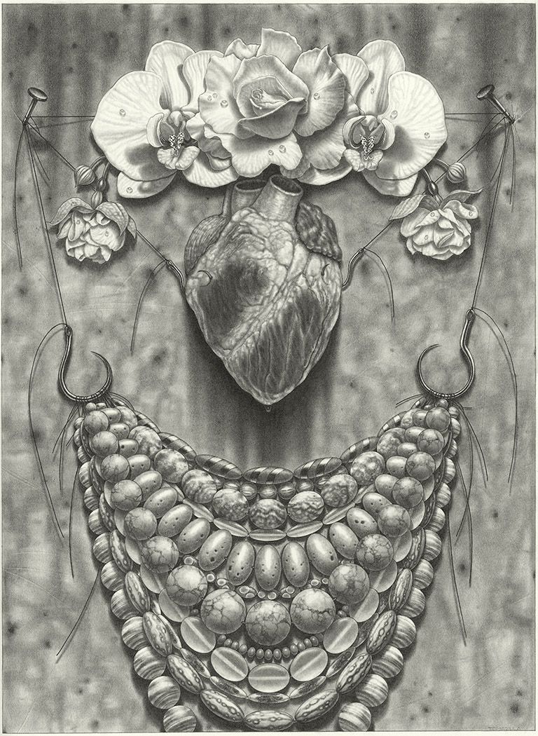 maria tomasula, What the Water Gave (for Frida), 2017, graphite on paper, 22 x 16 inches