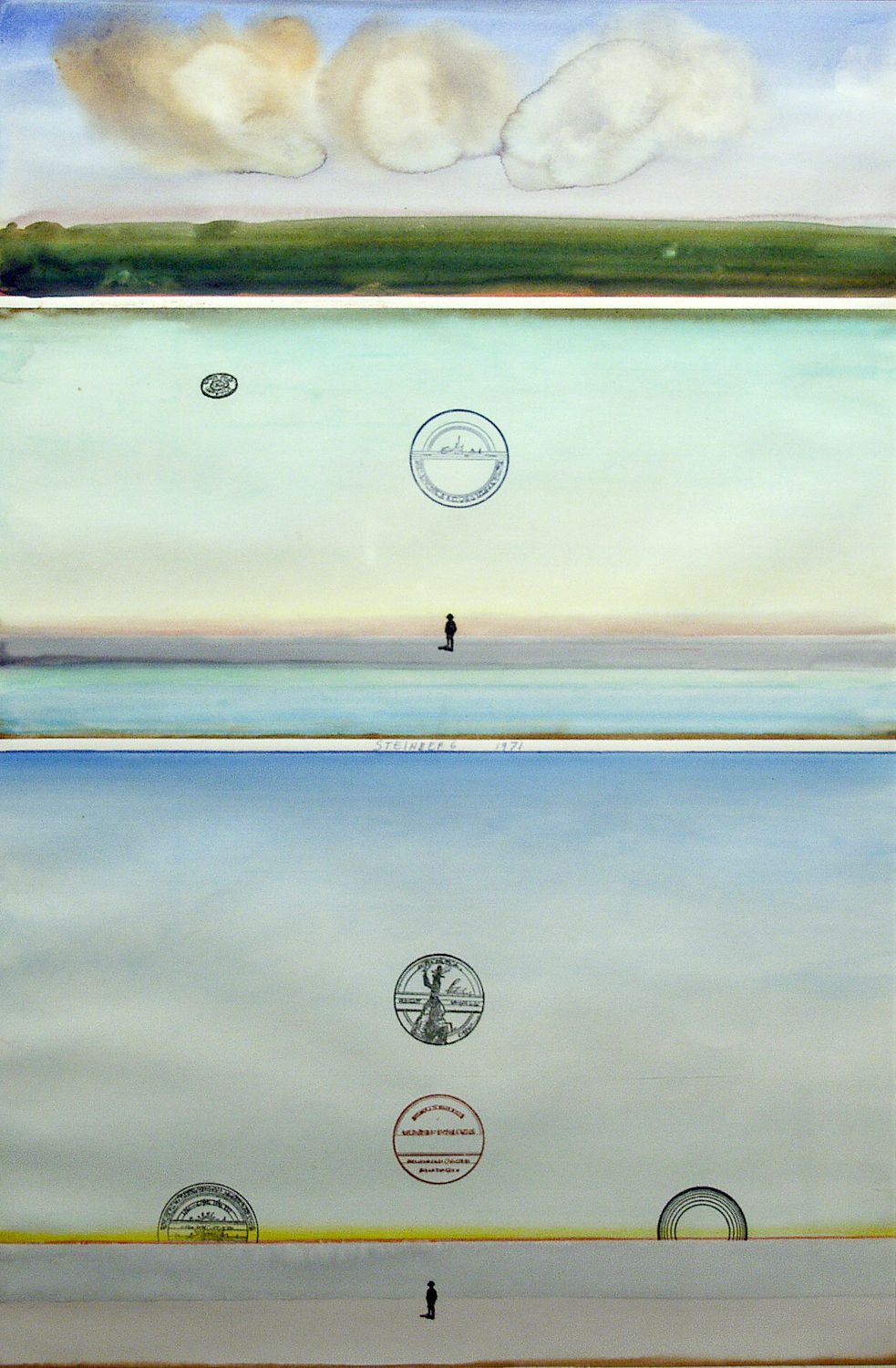 Saul Steinberg, Japanese Sunset, #16 (SOLD), 1971, ink and watercolor on paper, 30 x 20 inches