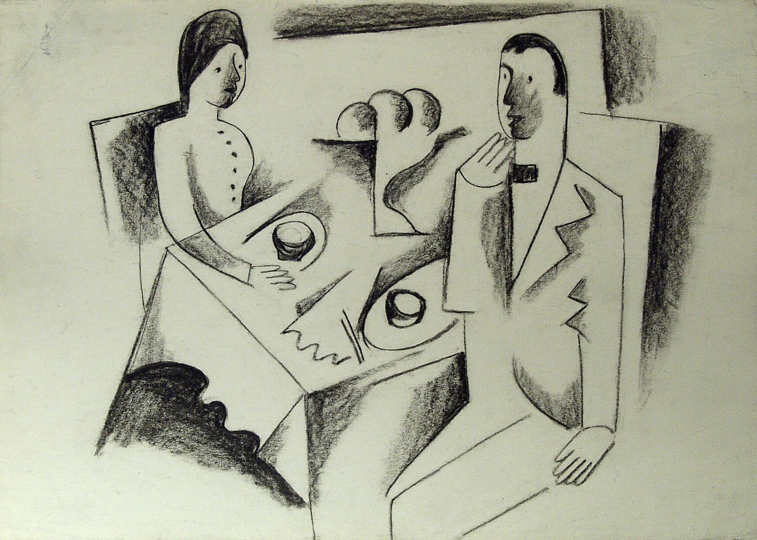 Béla Kádár Untitled (man and woman at table), nd charcoal on paper 9 7/8 x 13 3/4 inches