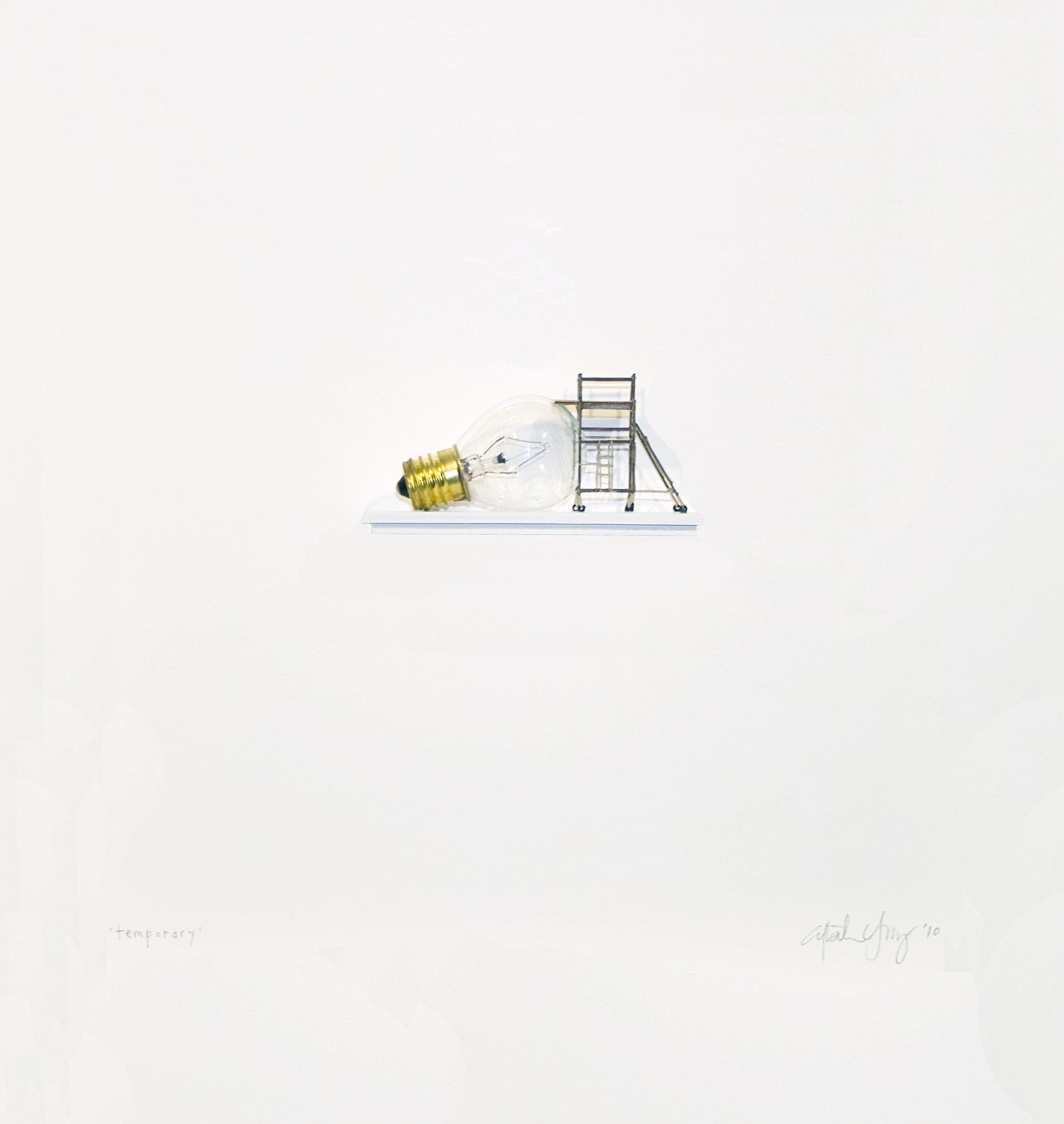 Cybèle Young, Temporary, 2010, Japanese paper and found object, 14 1/8 x 14 1/8 inches