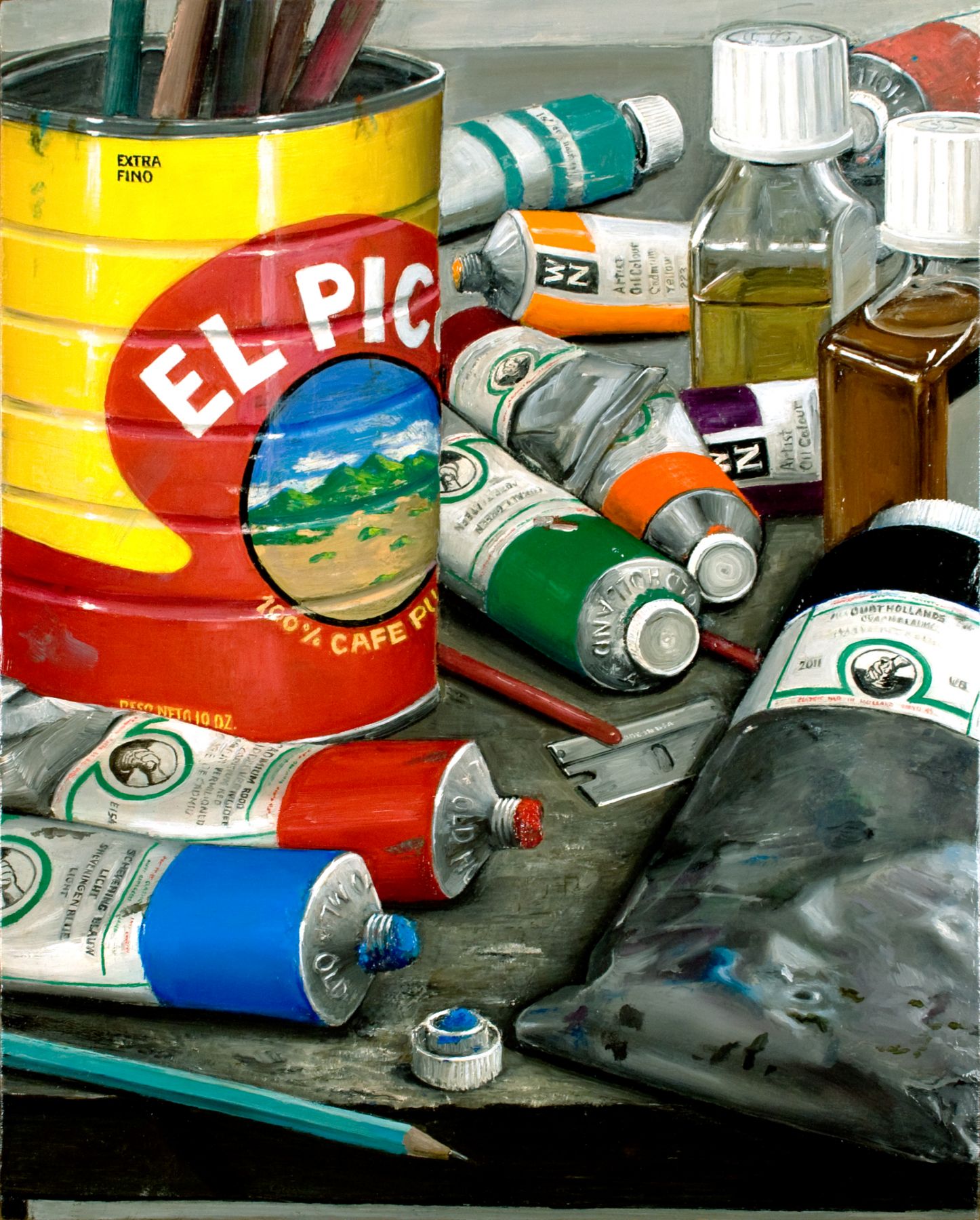 william beckman, S.L. #1 (El Pico) (SOLD), 2011, oil on panel, 15 3/8 x 12 1/4 inches