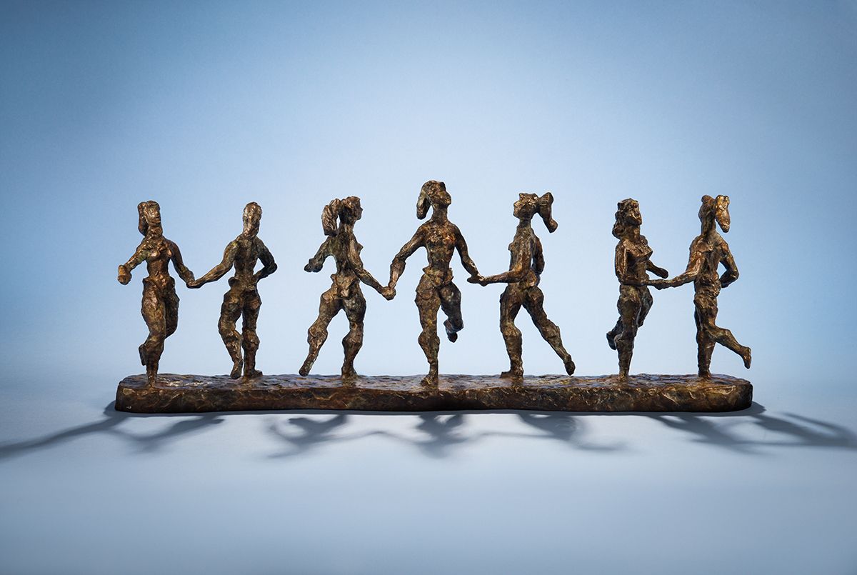 Chaim Gross, Seven Circus Girls, 1960, bronze, 10 1/2 x 28 x 7 inches