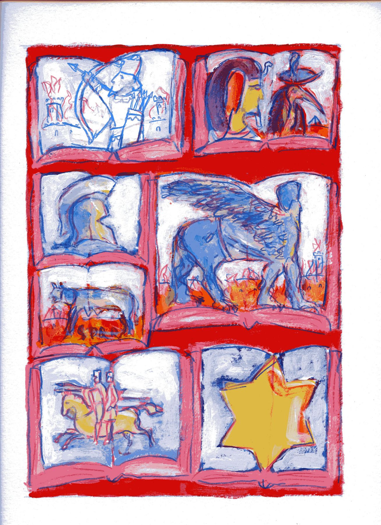 mark podwal, Tyrants Sought to Destroy Us, 2011, acrylic, gouache and colored pencil on paper, 16 x 12 inches