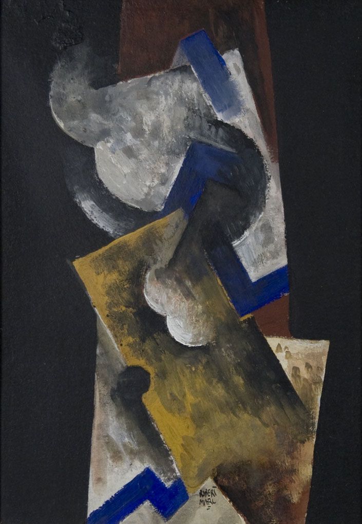 Robert Marc, Cubist Abstraction, oil on paper, 10 x 7 inches