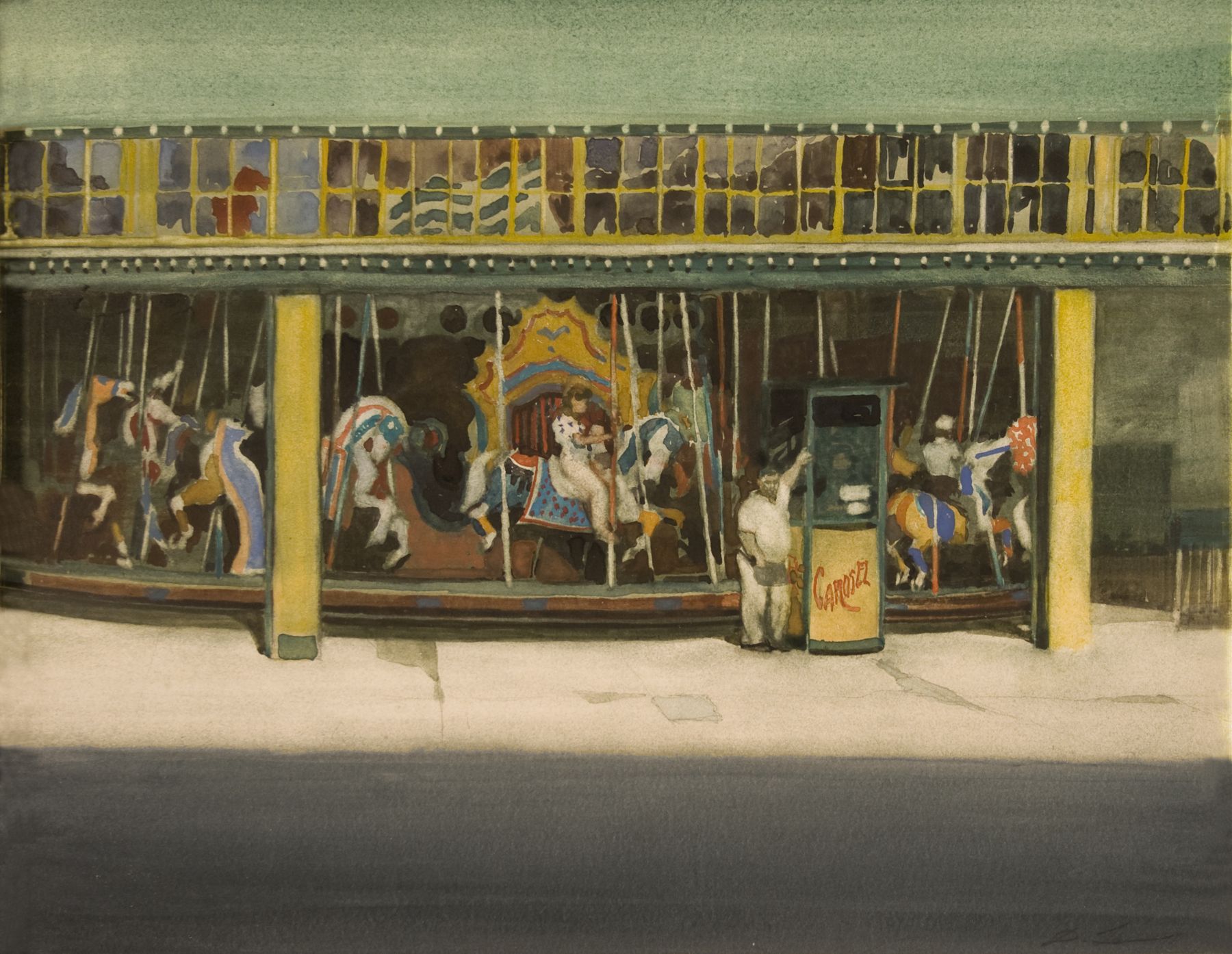 david levine, Carousel, 1989, watercolor on paper, 11 3/8 x 14 1/4 inches