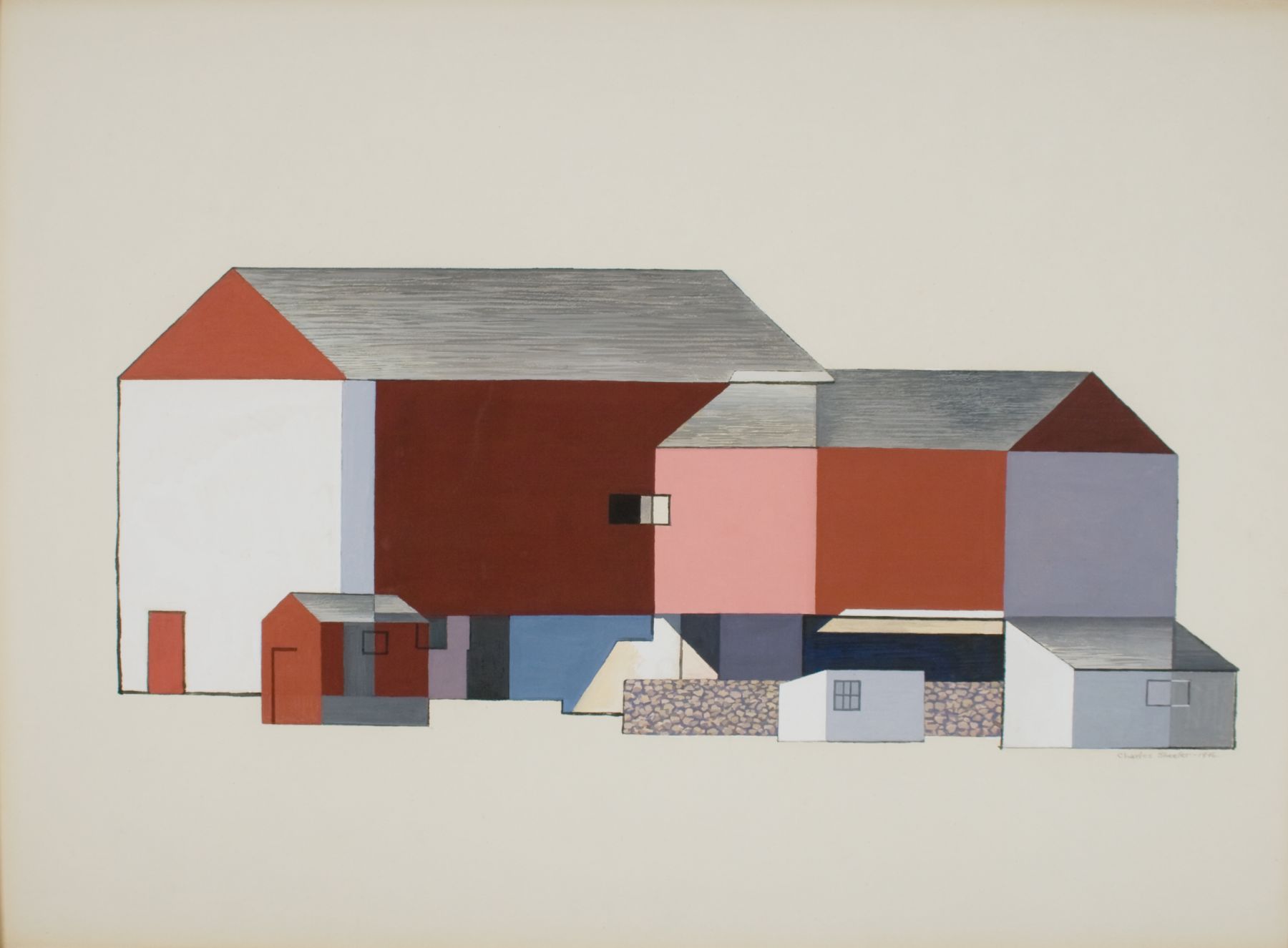 Charles Sheeler, Barn Abstraction, 1946, tempera on paperboard, 21 1/2 x 29 3/8 inches