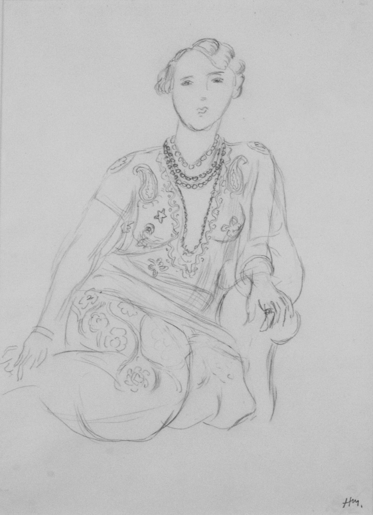Henri Matisse, Femme au collier (Portrait de Henriette Darricarrière), 1926, pencil on paper, 14 x 10 7/8 inches