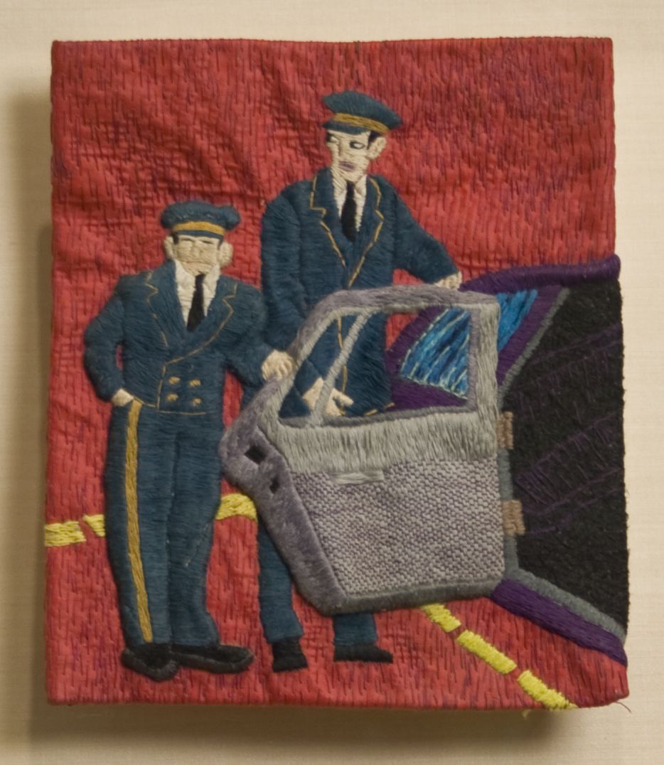 Darrel Morris, Untitled (Limo Driver), 1996, embroidery and applique, 7 x 6 inches