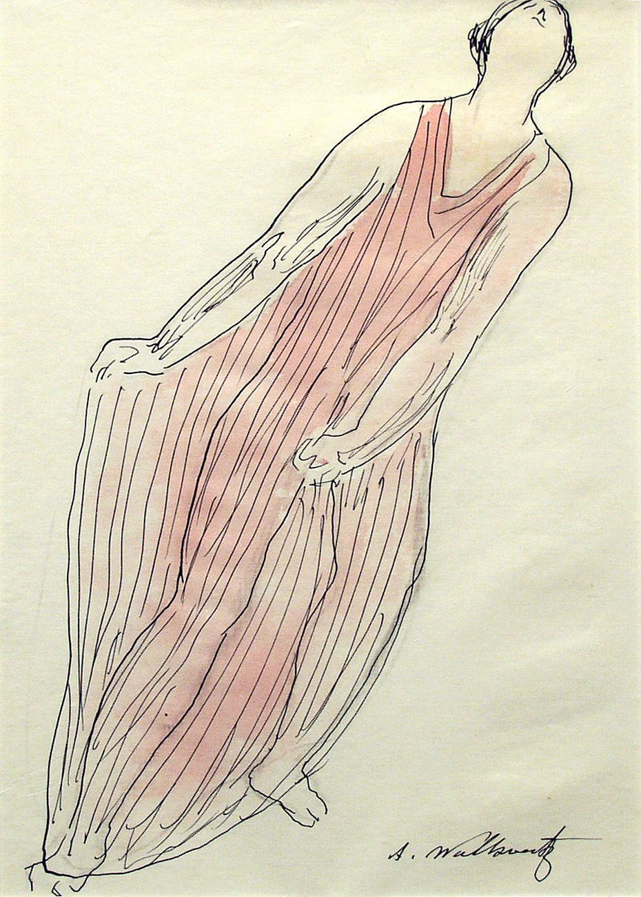 Abraham Walkowitz, Isadora Duncan (SOLD), c. 1910, ink, pencil & watercolor on paper, 10 x 8 inches