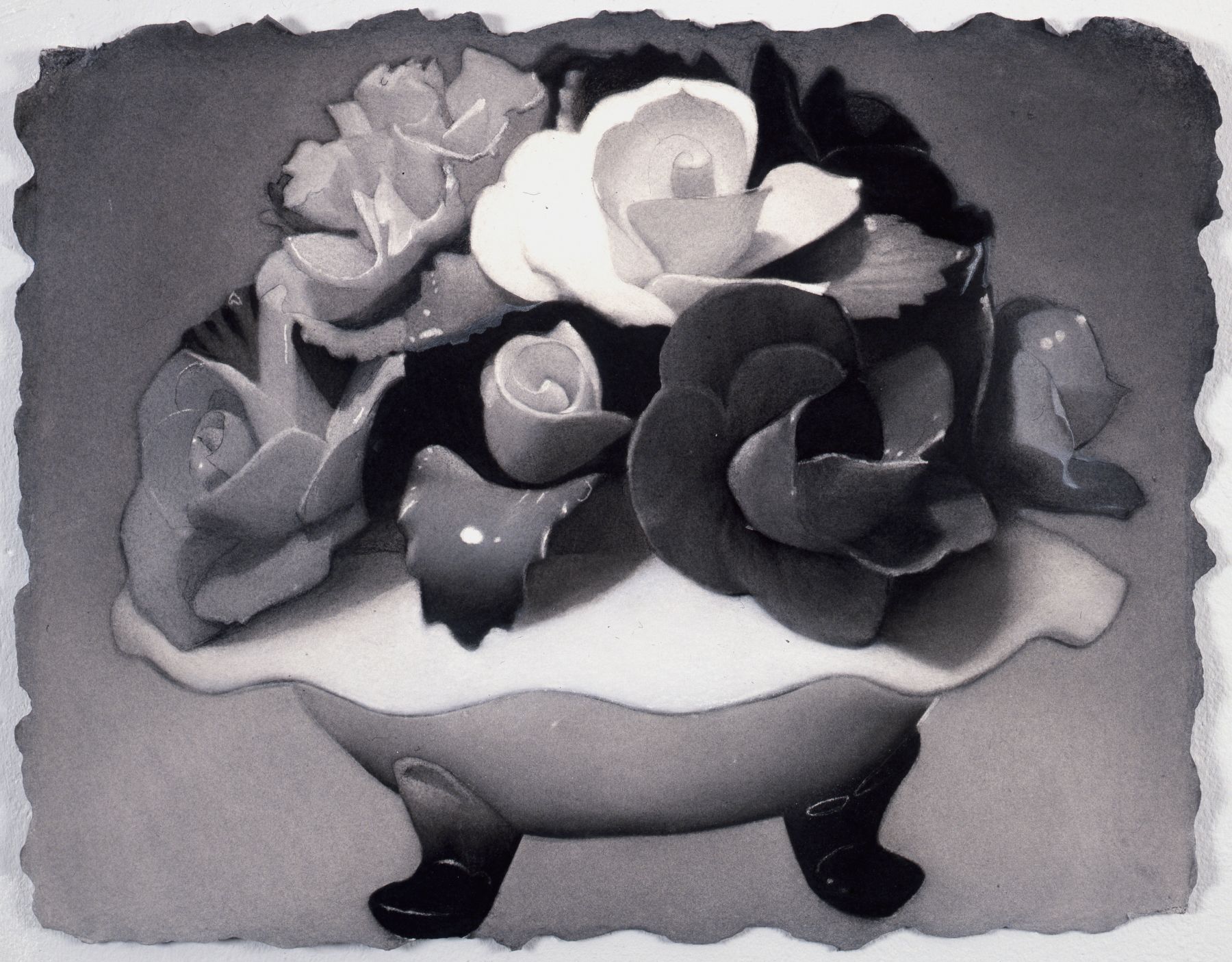 Susan Hauptman, Still Life (Rainbow's End, Staten Island No. 2), 2008-2009, charcoal on Twinrocker paper, 17 1/2 x 22 1/2 inches