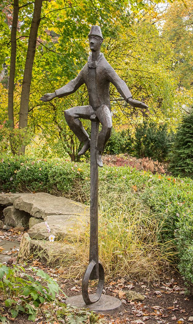 Chaim Gross, Unicyclist, 1975, bronze, 90 x 37 inches, Edition 6/6