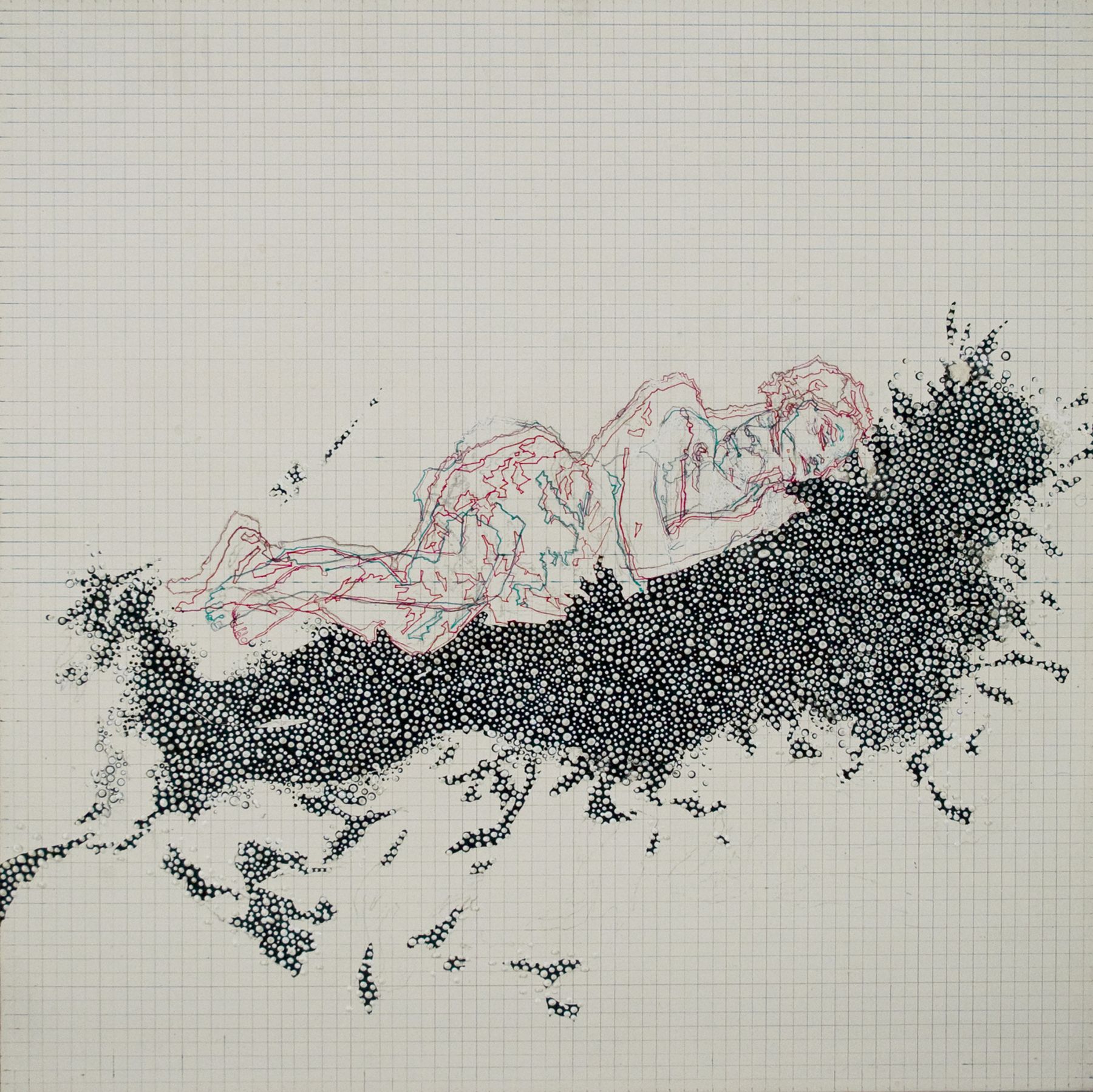 Amélie Chabannes, Bride of the Wind #2, 2010, acrylic, ink and tracing paper on wood panel, 19 3/4 x 19 3/4 inches