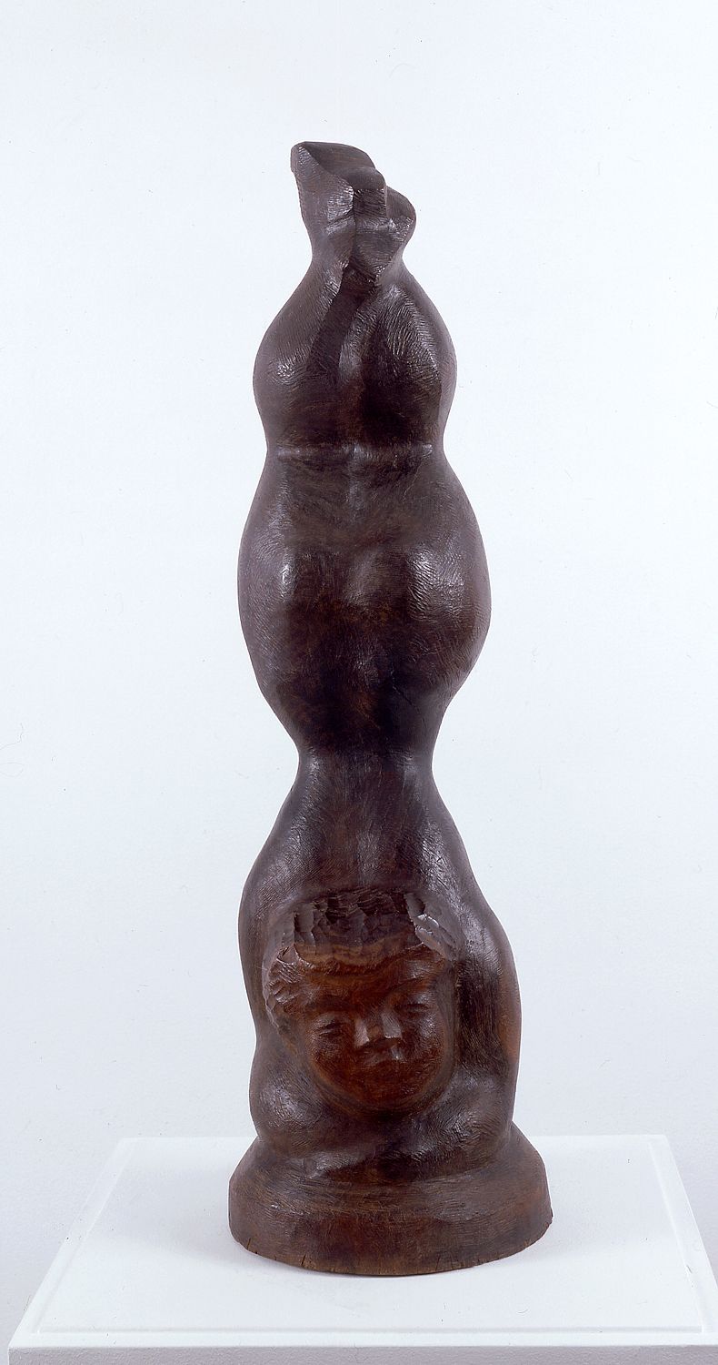 Chaim Gross, Tumbler, 1944, Lignum Vitae wood, 25 1/2 x 7 x 7 inches
