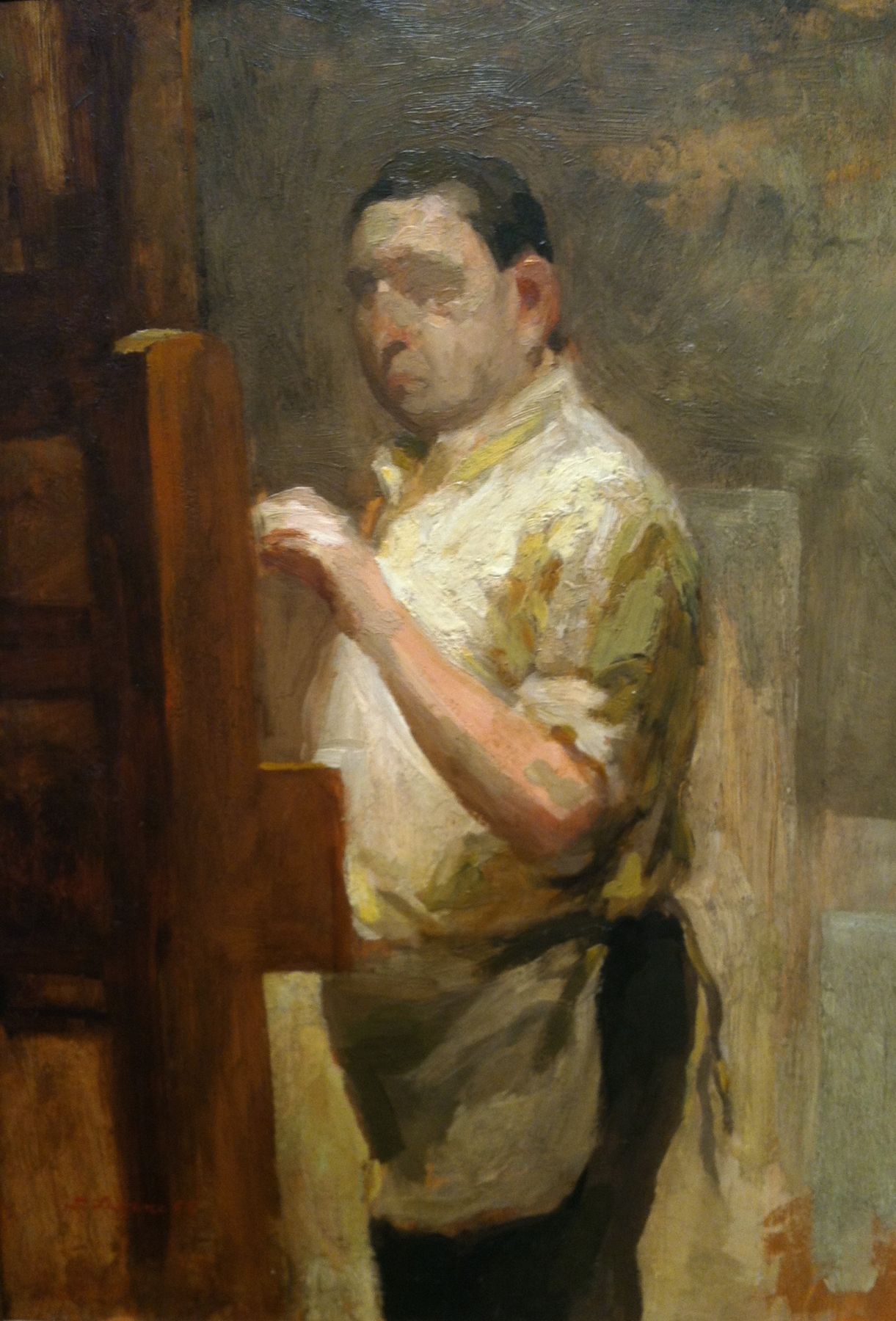 David Levine, Self-Portrait, 1969, oil on panel, 12 x 8 inches