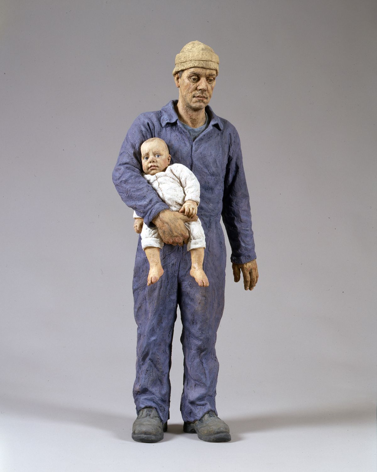 Sean Henry, Sean Henry, Man & Child, 2001, bronze, oil paint, 32 1/2 x 14 x 10 1/2 inches