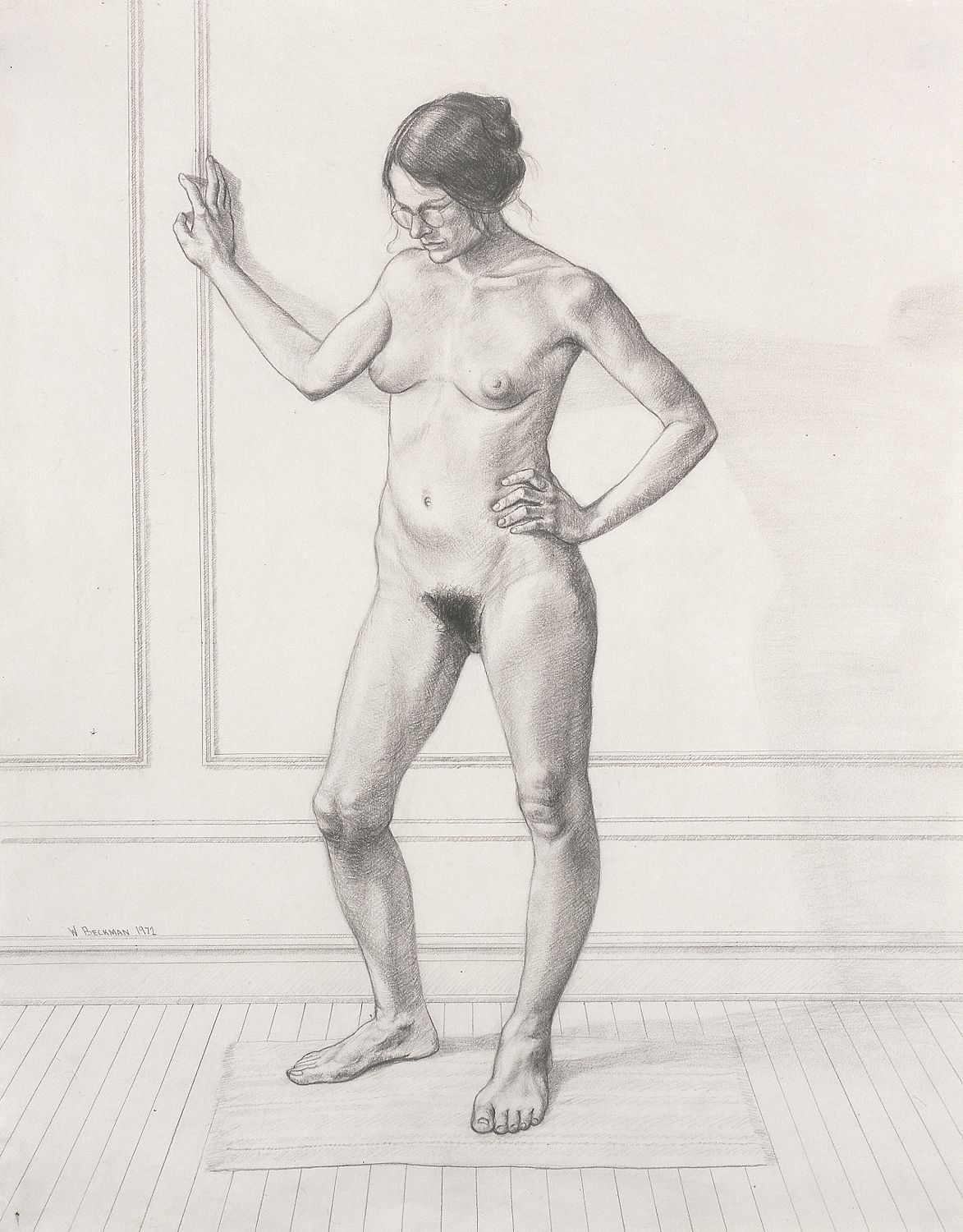 William Beckman, Study for "Diana #1", facing left, 1972, pencil on paper, 22 3/4 x 18 inches