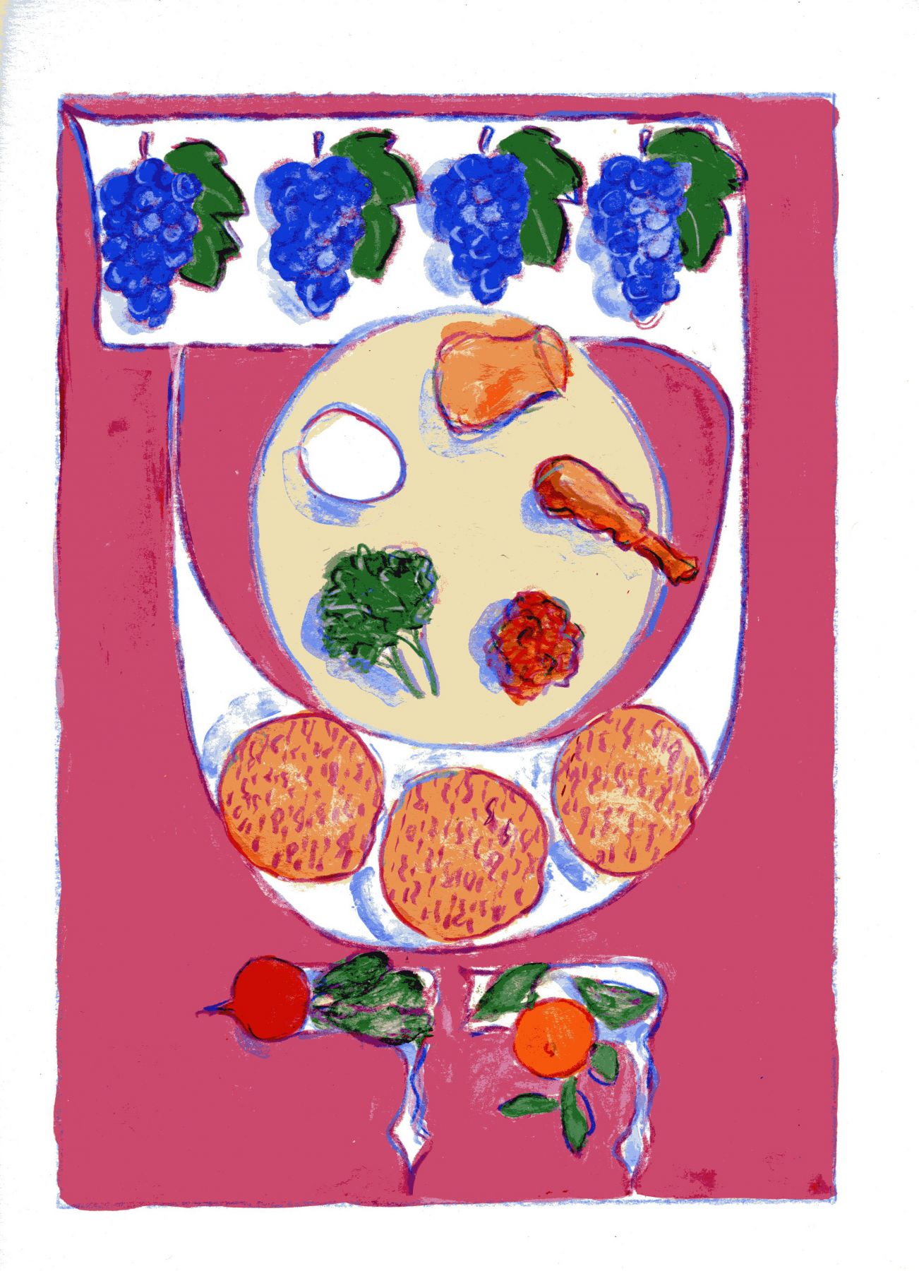 mark podwal, Seder Plate, 2011, acrylic, gouache and colored pencil on paper, 16 x 12 inches