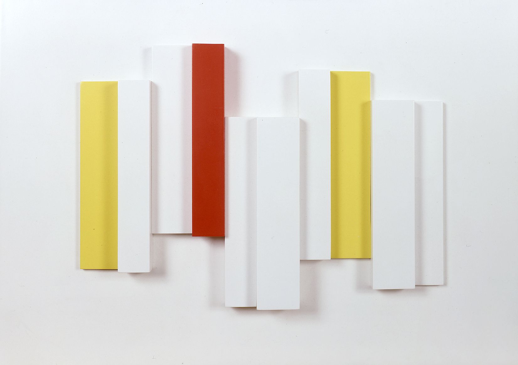 Eli Bornstein, Structurist Relief No. 13 (SOLD), 1957, enamel on wood, 13 1/4 h x 18 1/2 w x 2 d inches