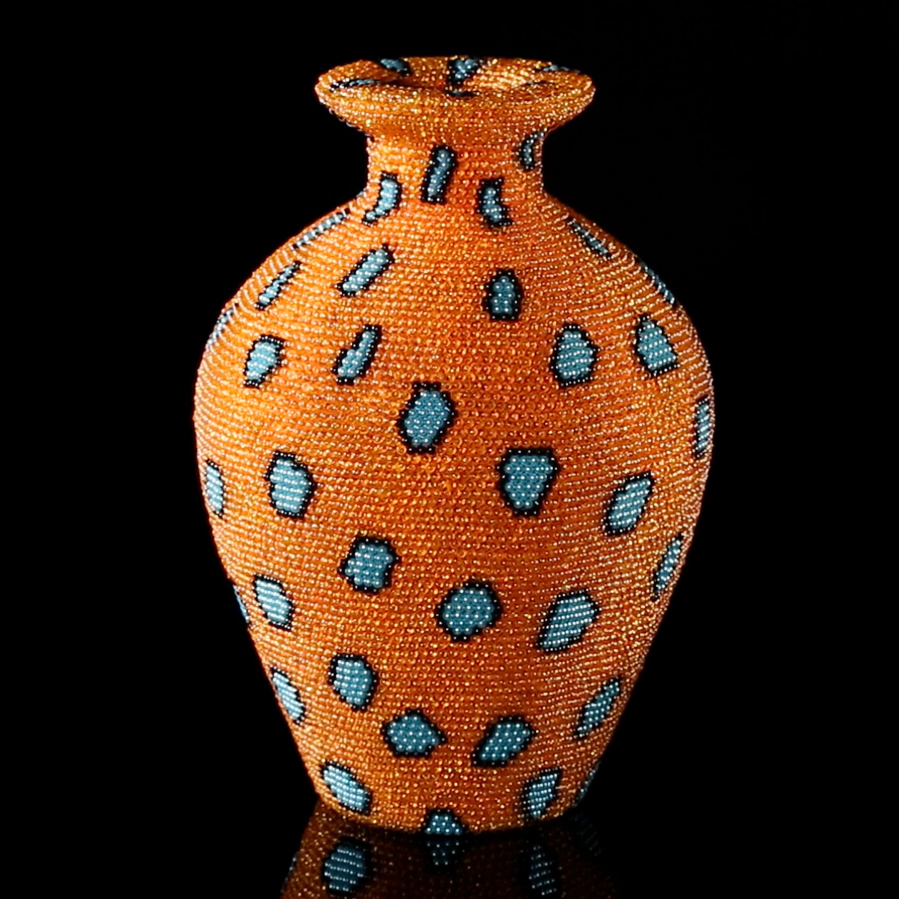 david mach, Coral Orange, 2012, plastic ball pins on foam, 12 x 8 1/4 x 8 1/4 inches