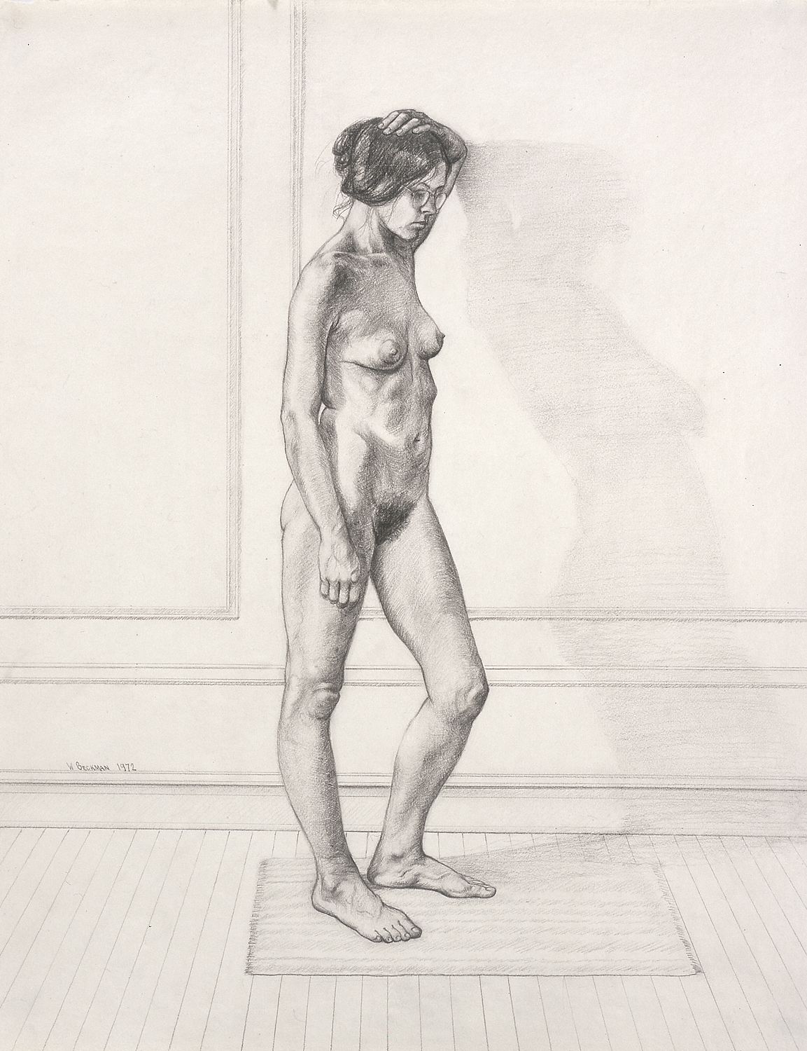 William Beckman, Study for "Diana #1", facing right, 1972, pencil on paper, 23 x 18 inches