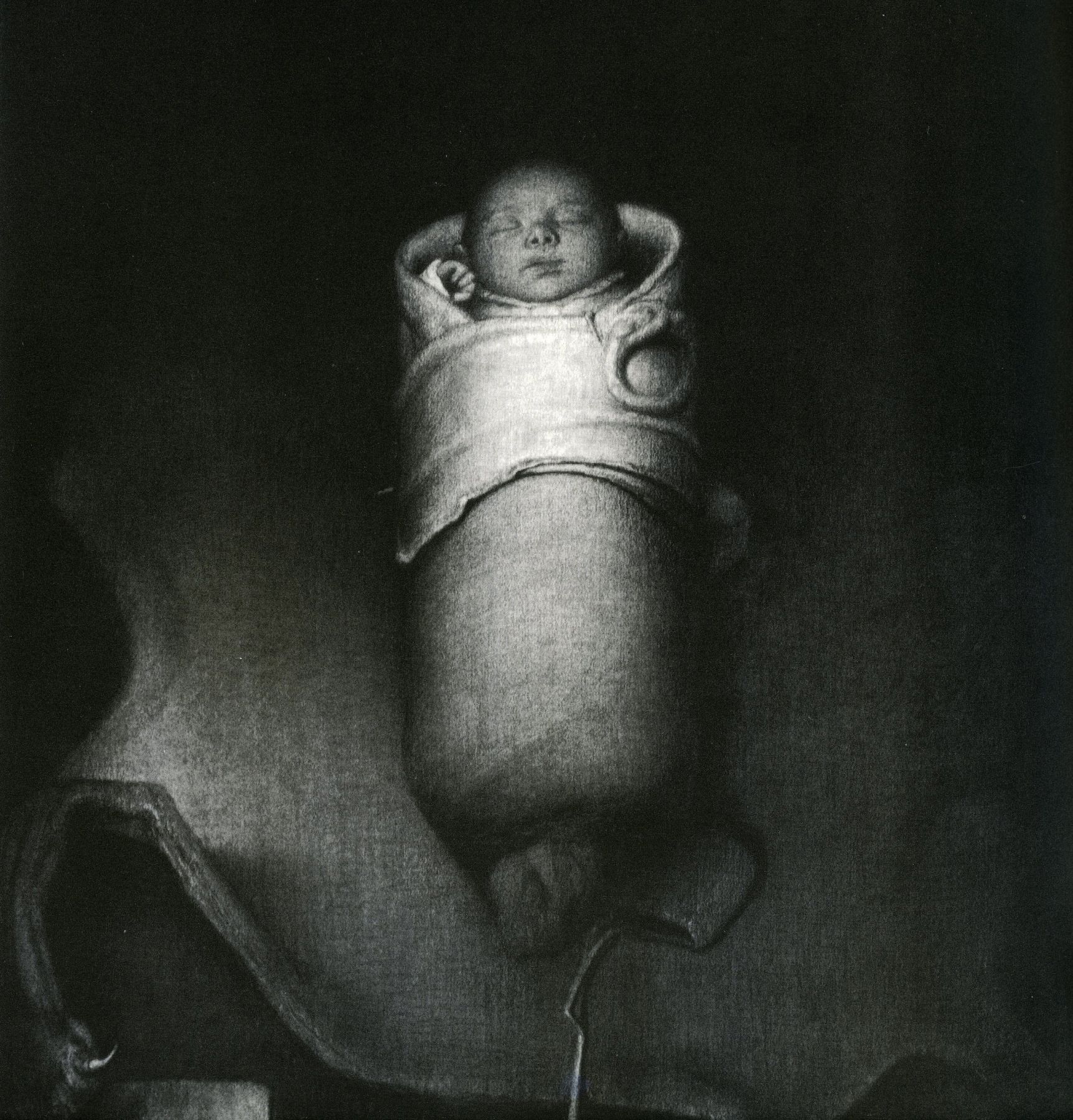 Odd Nerdrum, New Born, 1994, charcoal on paper, 31 1/2 x 27 1/2 inches