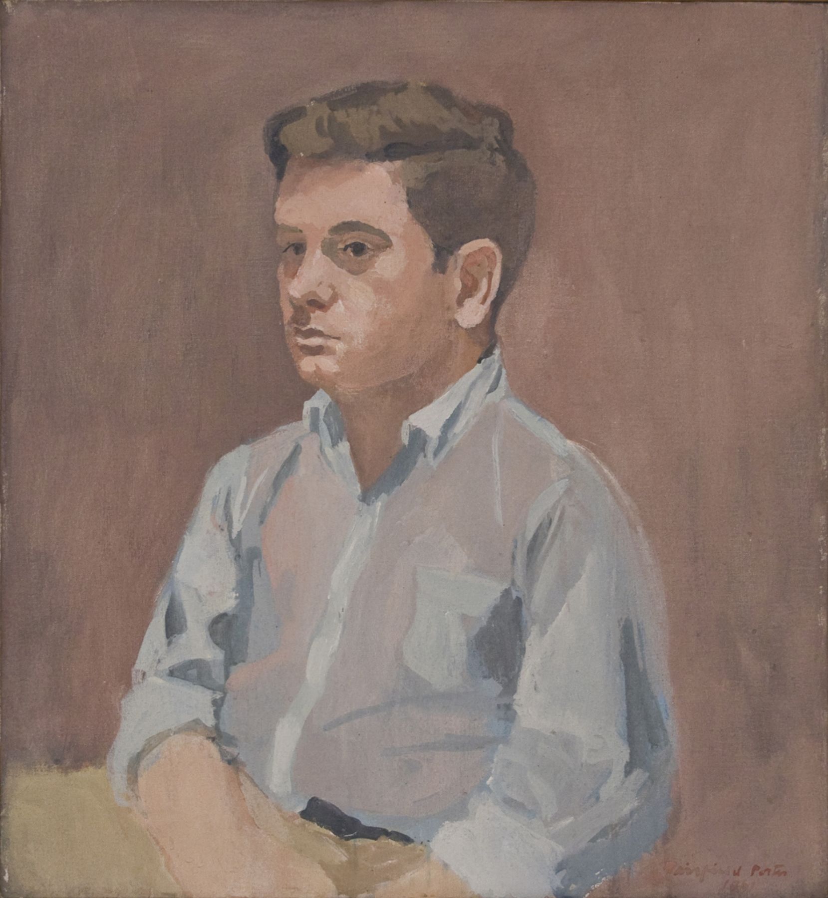 Fairfield Porter, Portrait of James Schuyler, 1961, oil on canvas, 24 x 22 inches