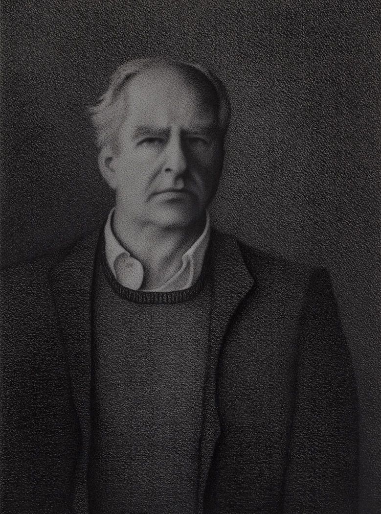 anthony mitri, William Kentridge (SOLD), 2017, charcoal on paper, 20 1/2 x 15 1/4 inches
