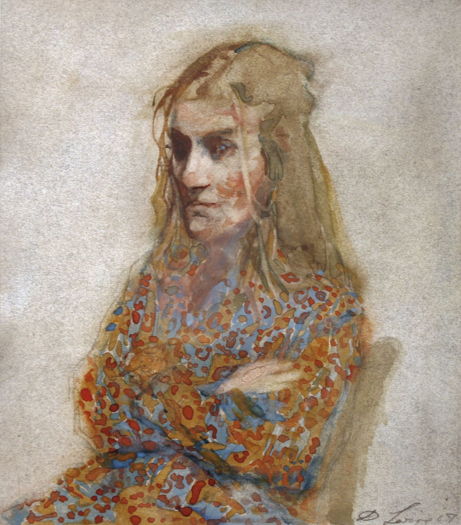 David Levine, Pretty, 2007, watercolor on paper, 9 x 7 3/4 inches