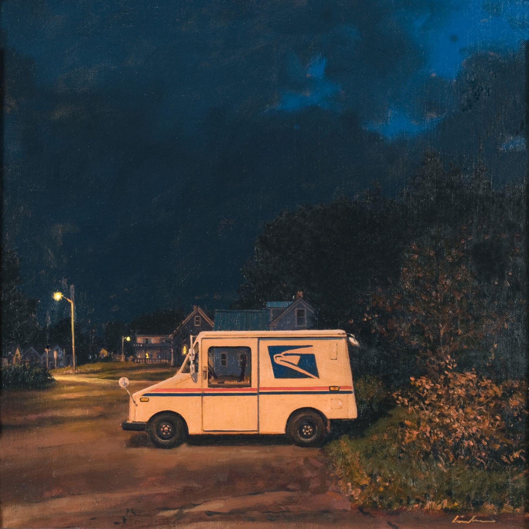 Linden Frederick, Mail (SOLD), 2008, oil on panel, 12 1/4 x 12 1/4 inches