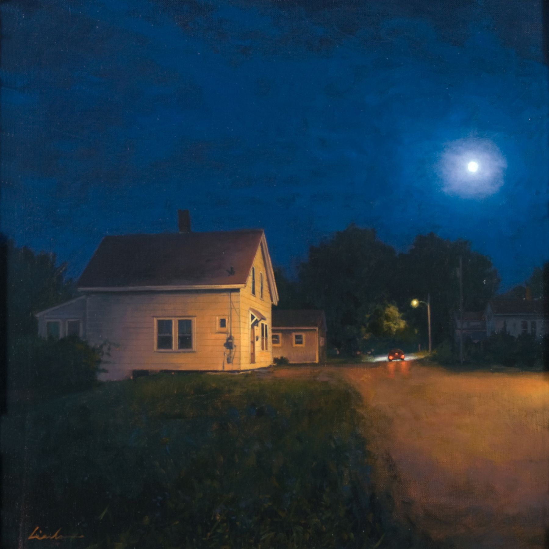 Linden Frederick, Night Out (SOLD), 2008, oil on panel, 12 1/4 x 12 1/4 inches