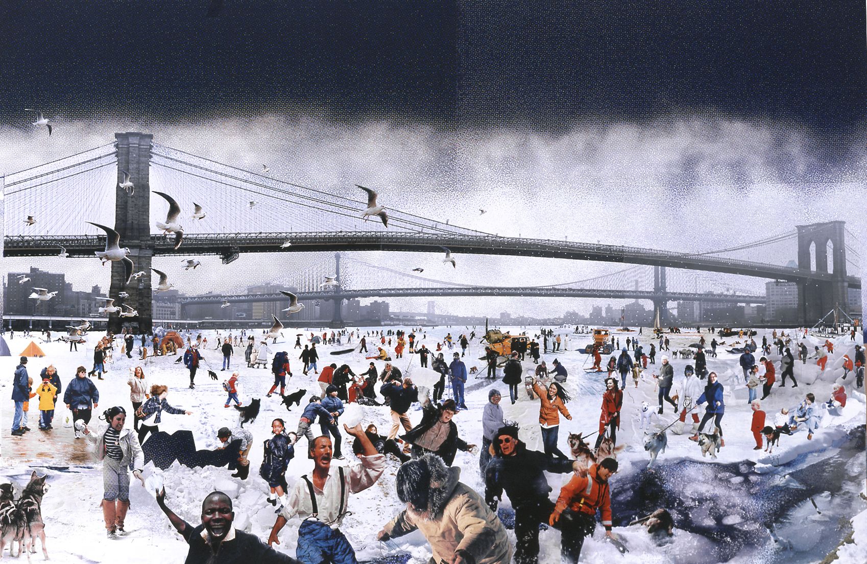david mach, Snowball, 2005, collage, 48 x 69 inches