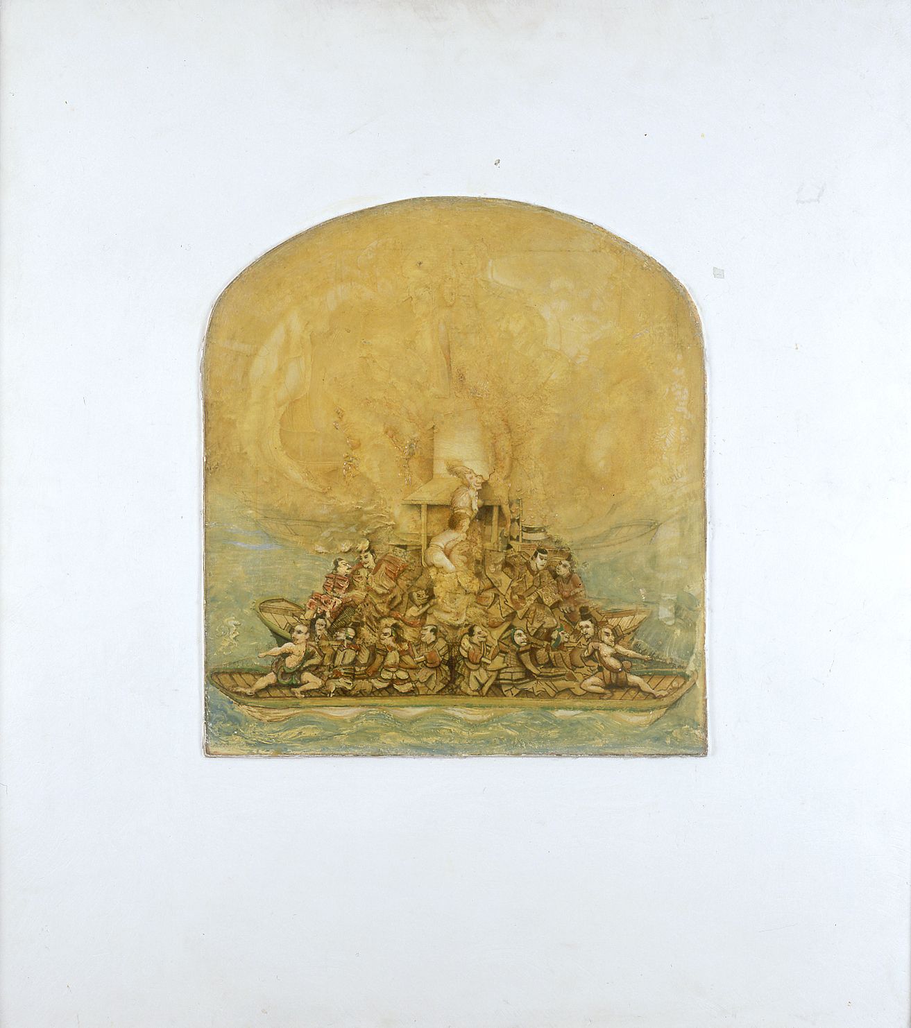 Gregory Gillespie, Ancient Boats, 1987-8, oil and alkyd on panel, 24 1/4 x 21 1/2 inches