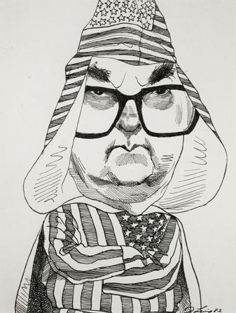 David Levine, Jesse Helms, 1982, ink on paper, 13 3/4 x 11 inches