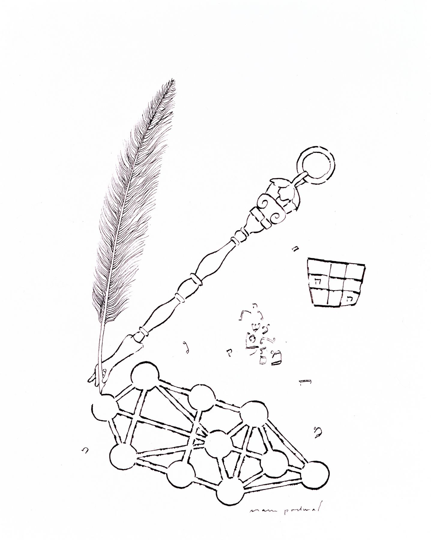 Mark Podwal, Kabbalah, 1997, ink on paper, 14 x 11 inches