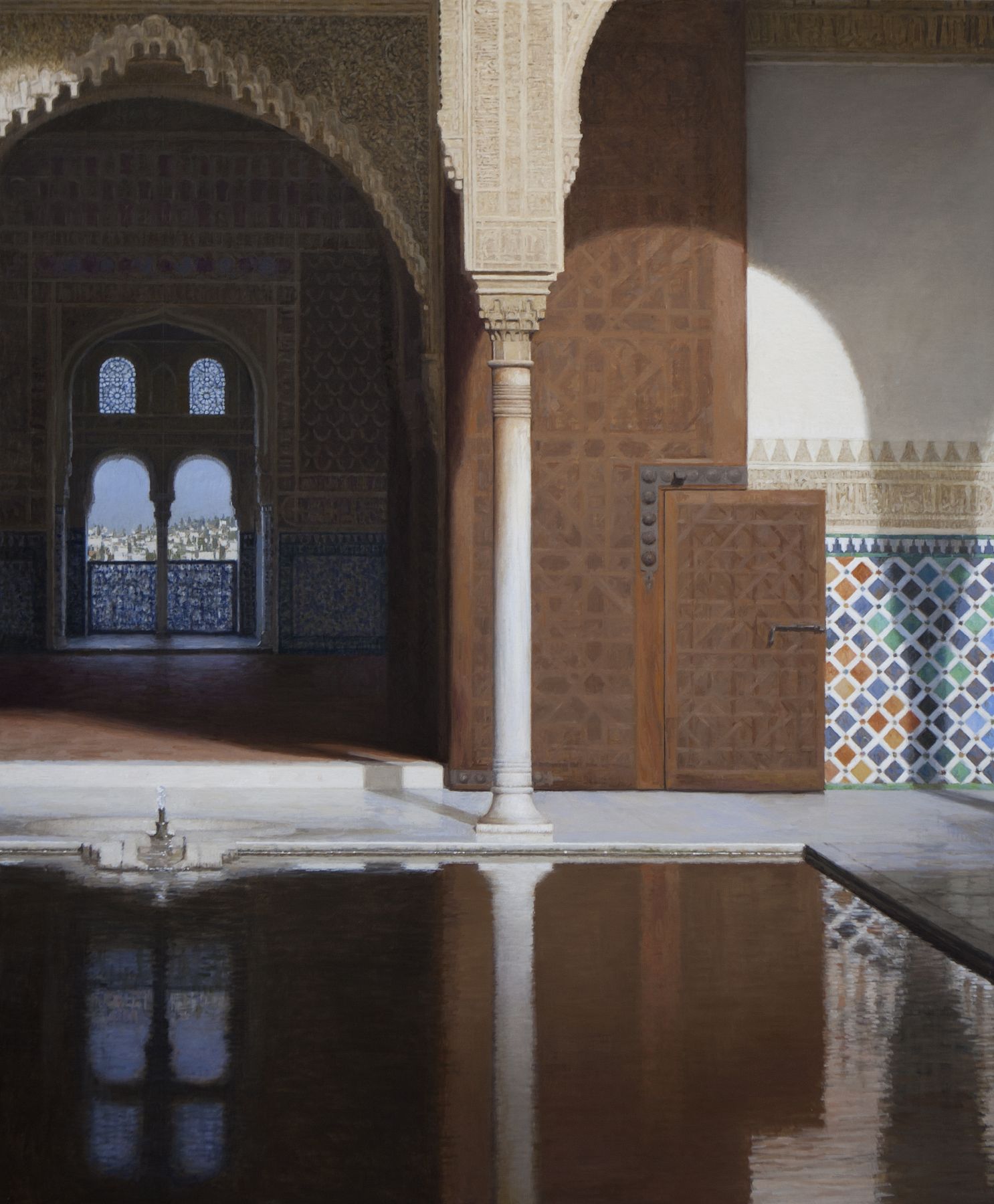 Guillermo Muñoz Vera, The Doorway to the Throne Room (SOLD), 2013-14, oil on canvas mounted on panel, 78 3/4 x 72 inches