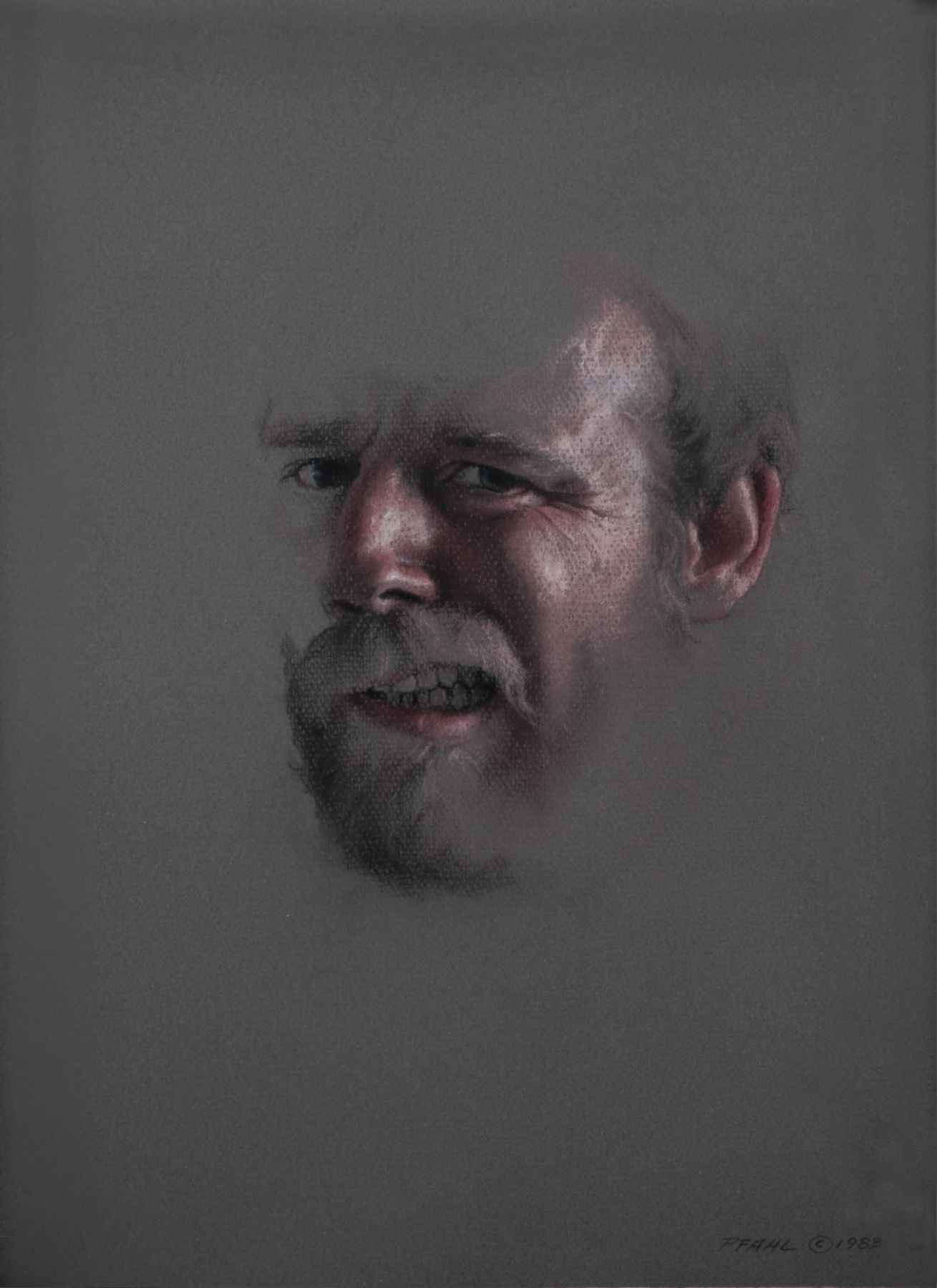 Charles Pfahl, Self-Portrait, 1983, oil pastel on paper, 12 x 16 inches