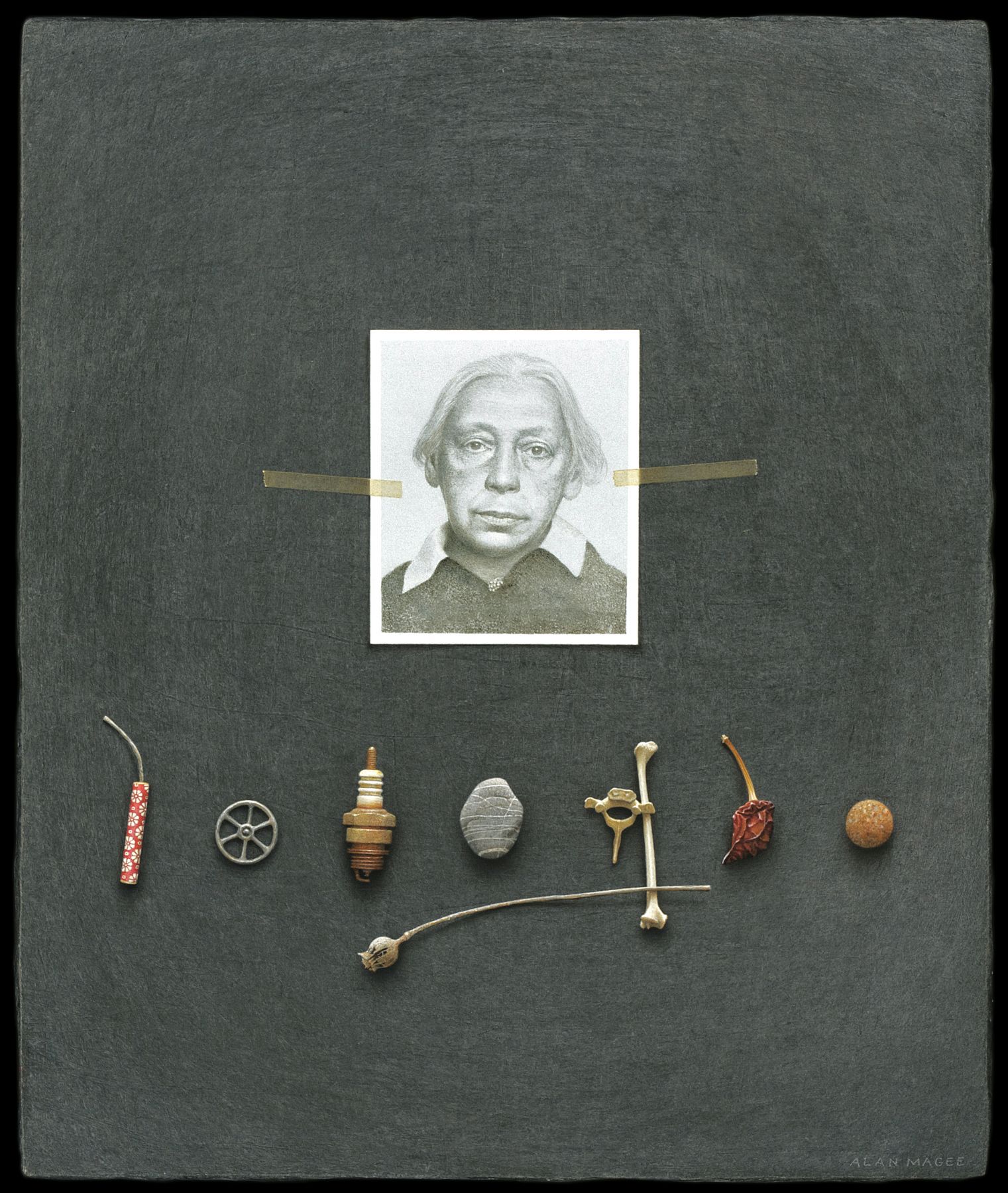 alan magee, Tante Kaethe (Mitbringsel), 2010, acrylic on panel, 18 x 15 inches