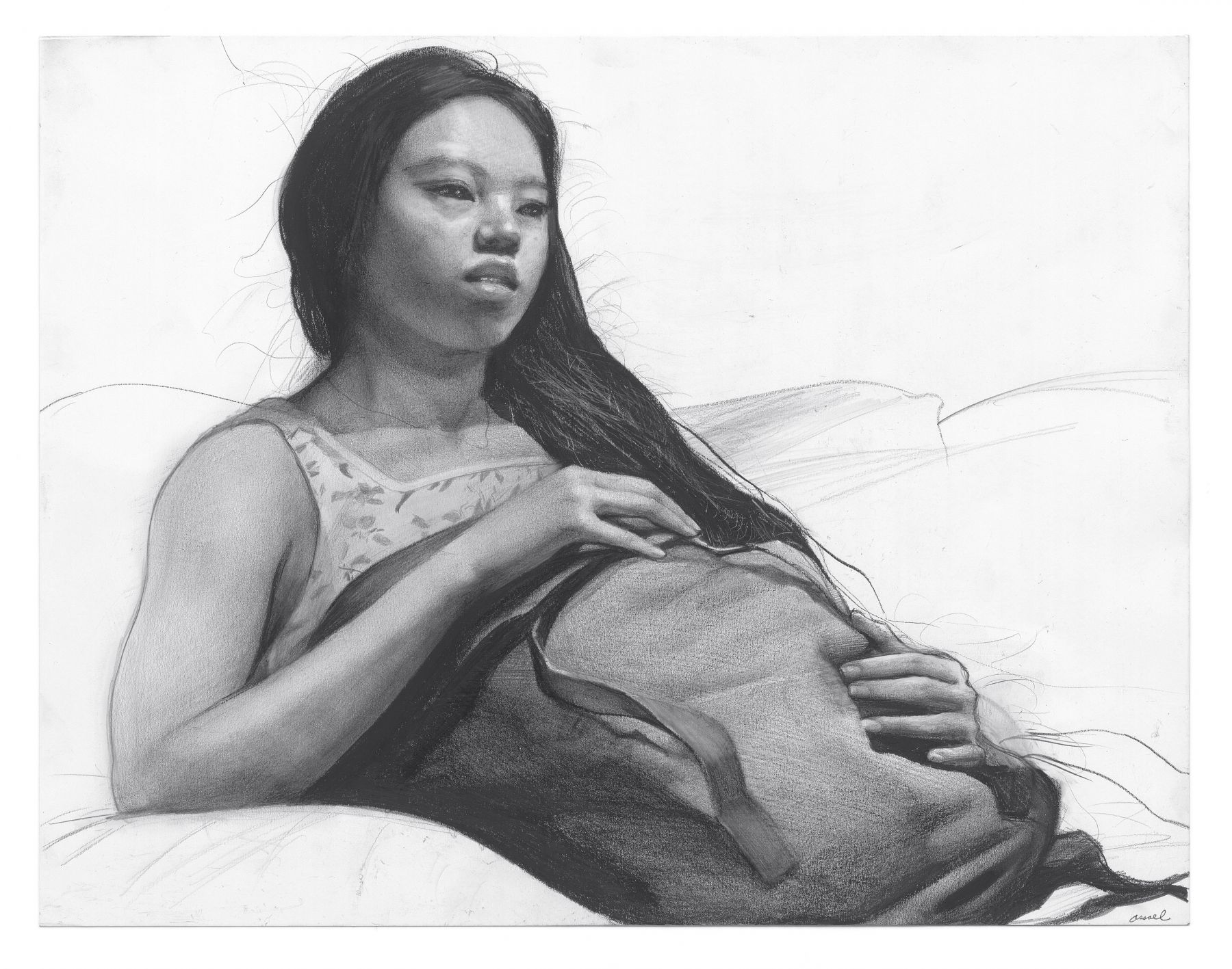 steven assael, Suzon, 2013, graphite and crayon on paper, 10 1/2 x 14 inches