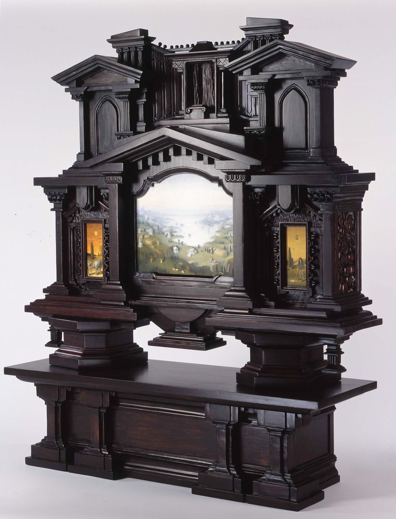 Holly Lane, Summer Plans for Cognitive Augmentation, 2008, acrylic and carved wood, 44 1/4 x 37 1/8 x 11 3/4 inches