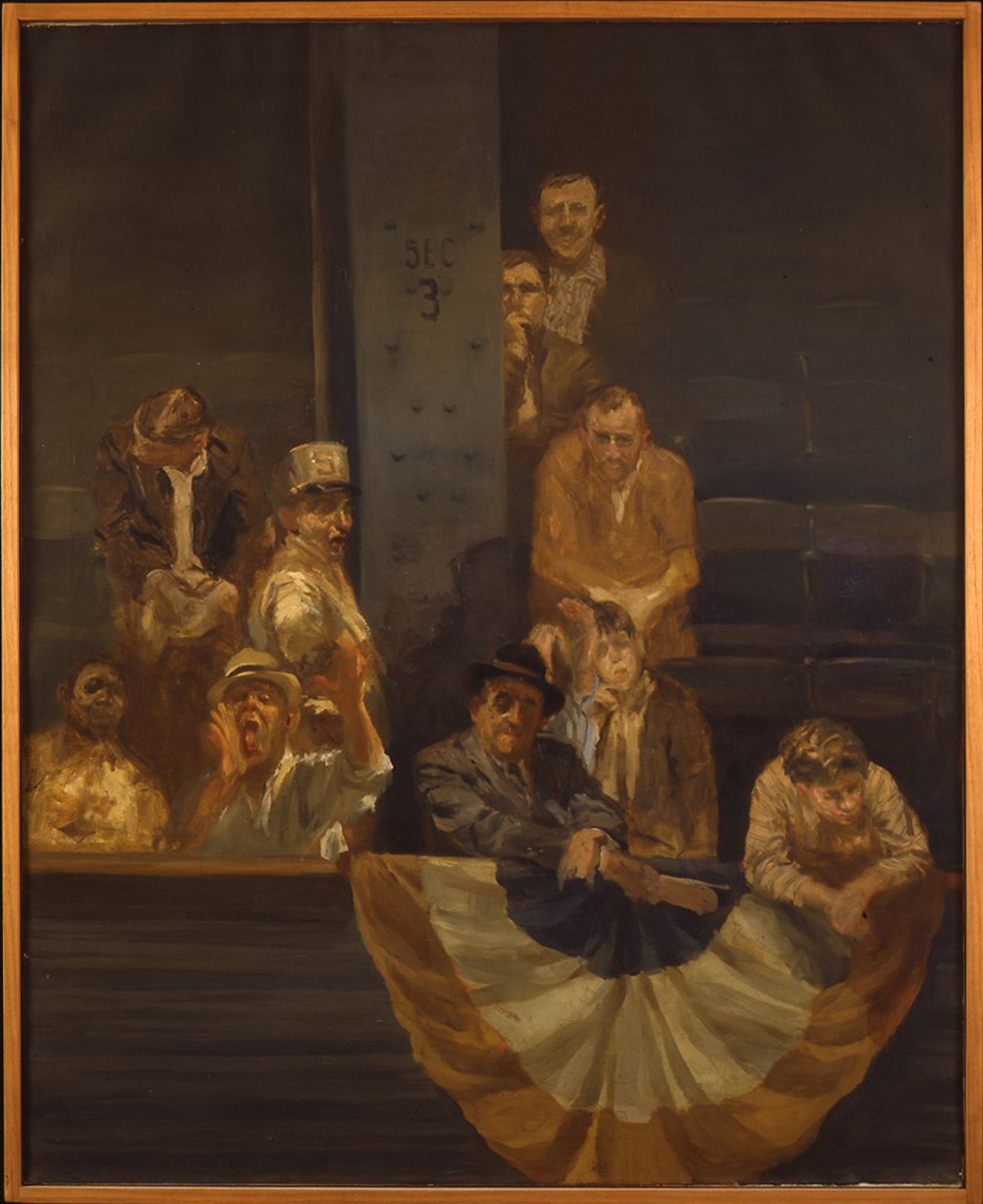 David Levine, Crowd at Ebbet’s Field, 1960, oil on canvas, 36 x 28 3/4 inches