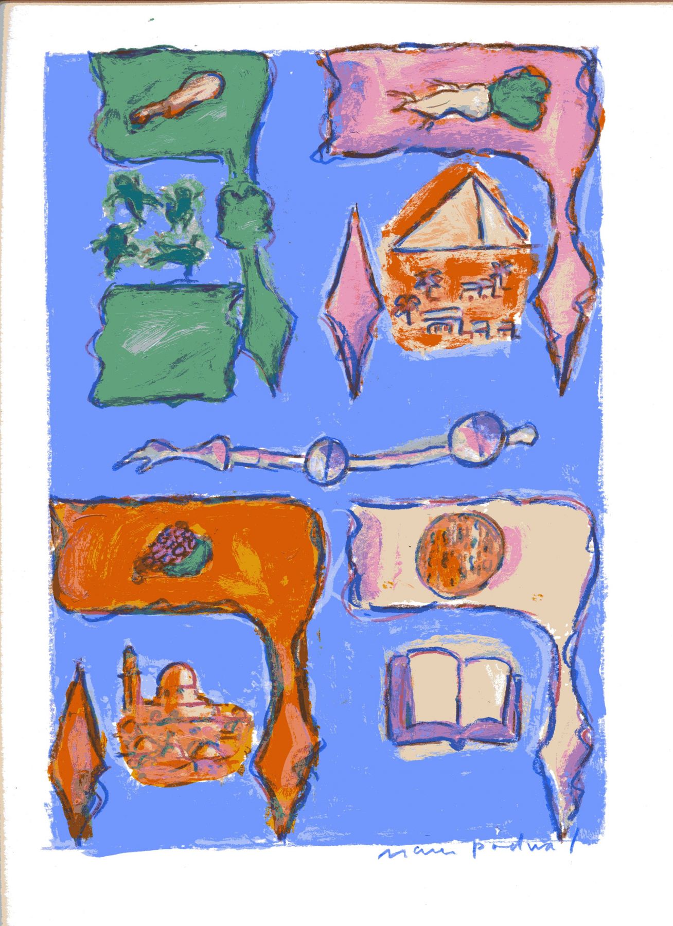 mark podwal, Haggadah Frontispiece, 2011 acrylic, gouache and colored pencil on paper, 16 x 12 inches