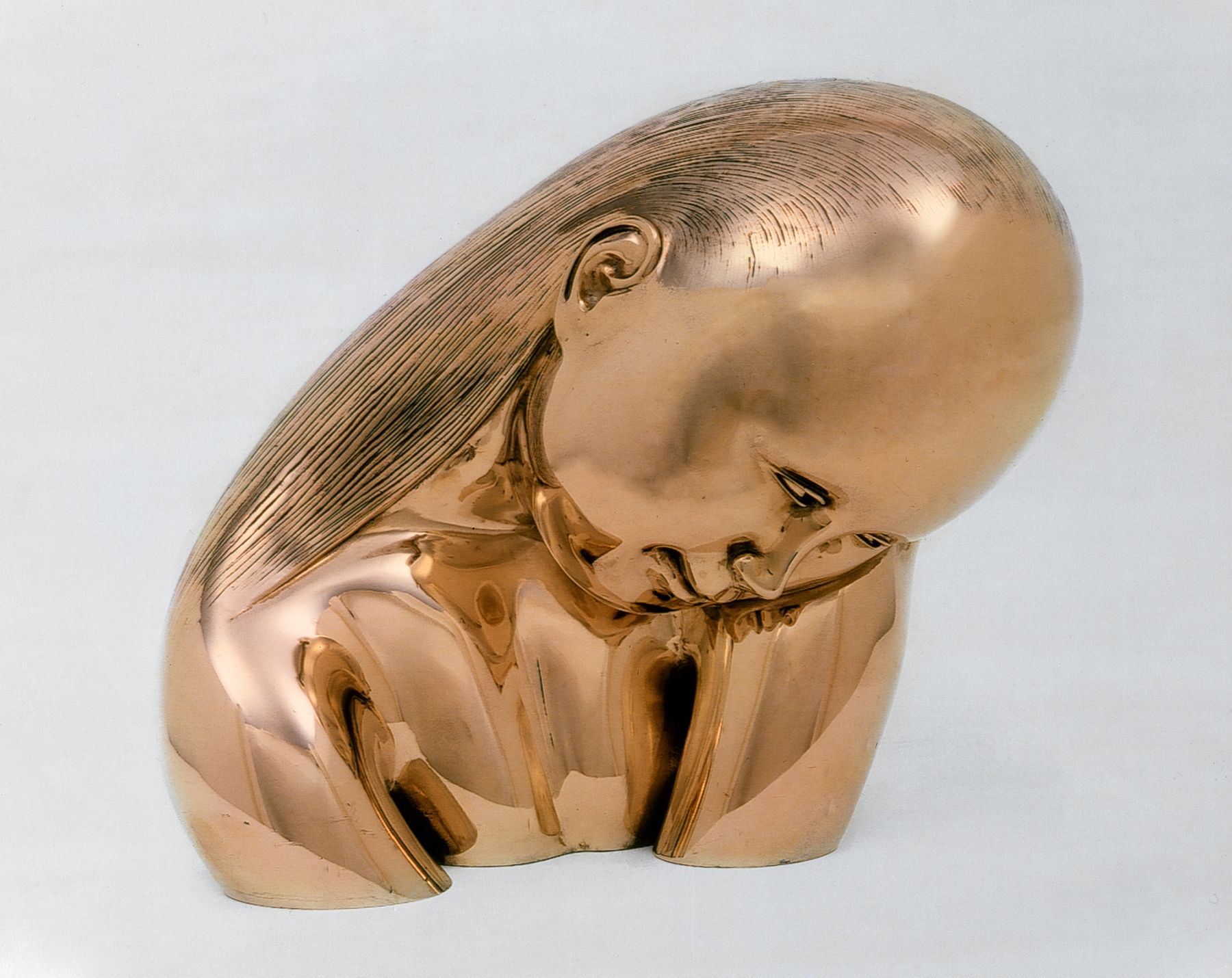 Hugo Robus, Shy (Adolescent Girl), c.1951, polished bronze, 11 x 13 x 9 inches, Edition of 2