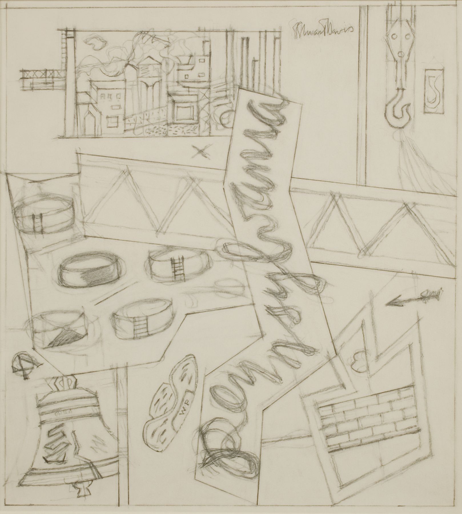 Stuart Davis, Sketchbook 23-1 (Study for 'Pennsylvania'), c. 1946, pencil on paper, 16 3/4 x 13 3/4 inches