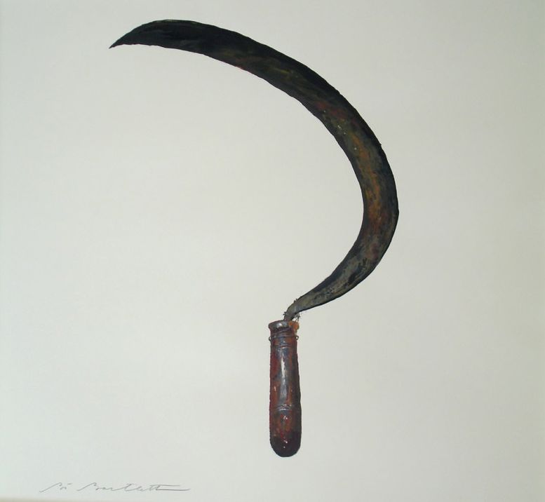 Bo Bartlett, Scythe, 2007, gouache and oil on paper, 30 x 24 inches