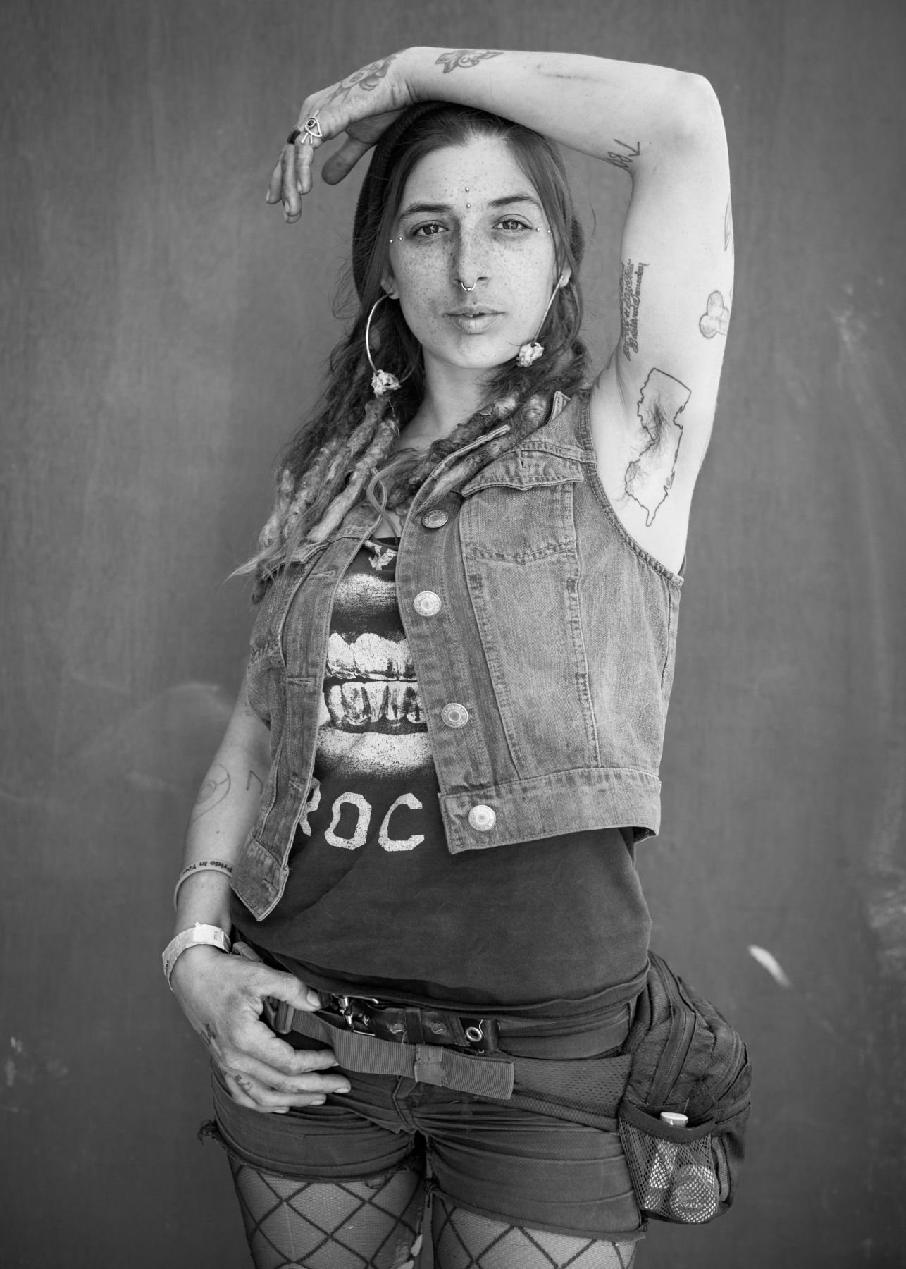 Woman with New Jersey tattoo by Michael Joseph