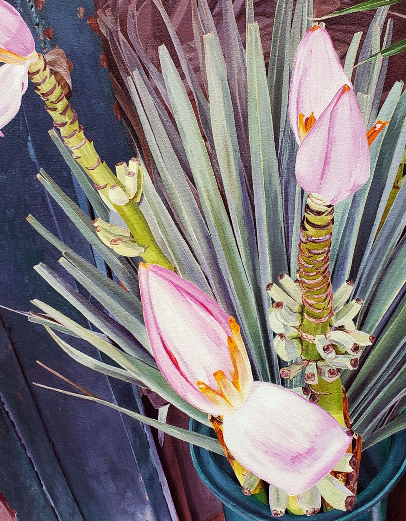 Naomi Chung, Pink Banana Flower, Oil On Canvas