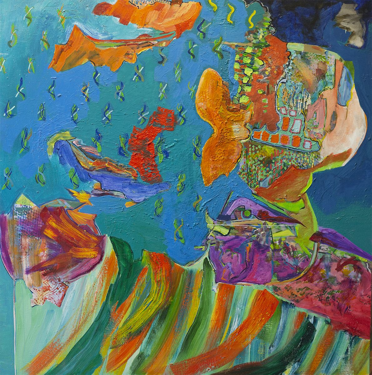 Dancing Underwater, 40" x 40", Oil On Canvas