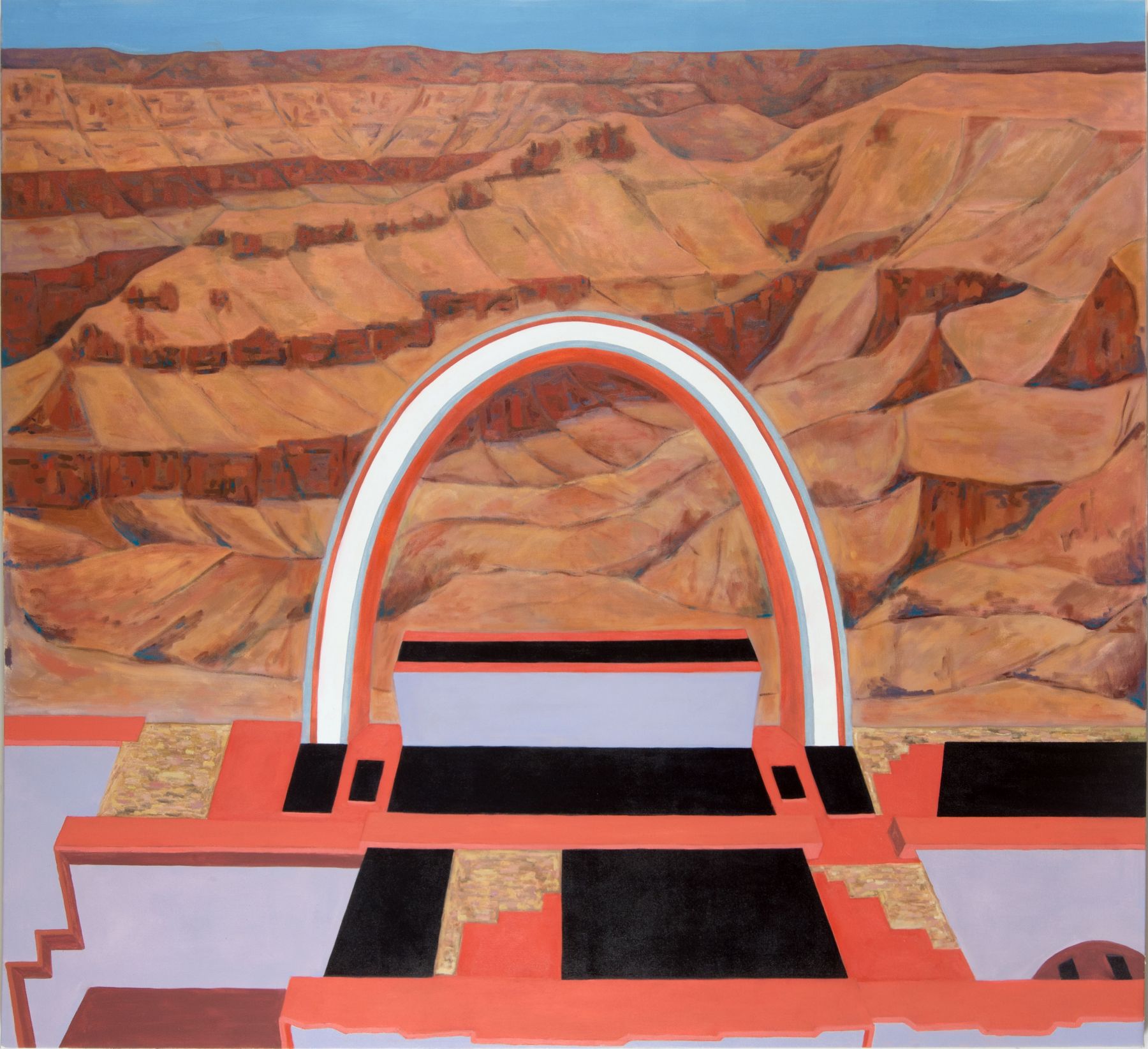 Dave Walsh, Skywalk, Oil On Canvas, 62" x 70"